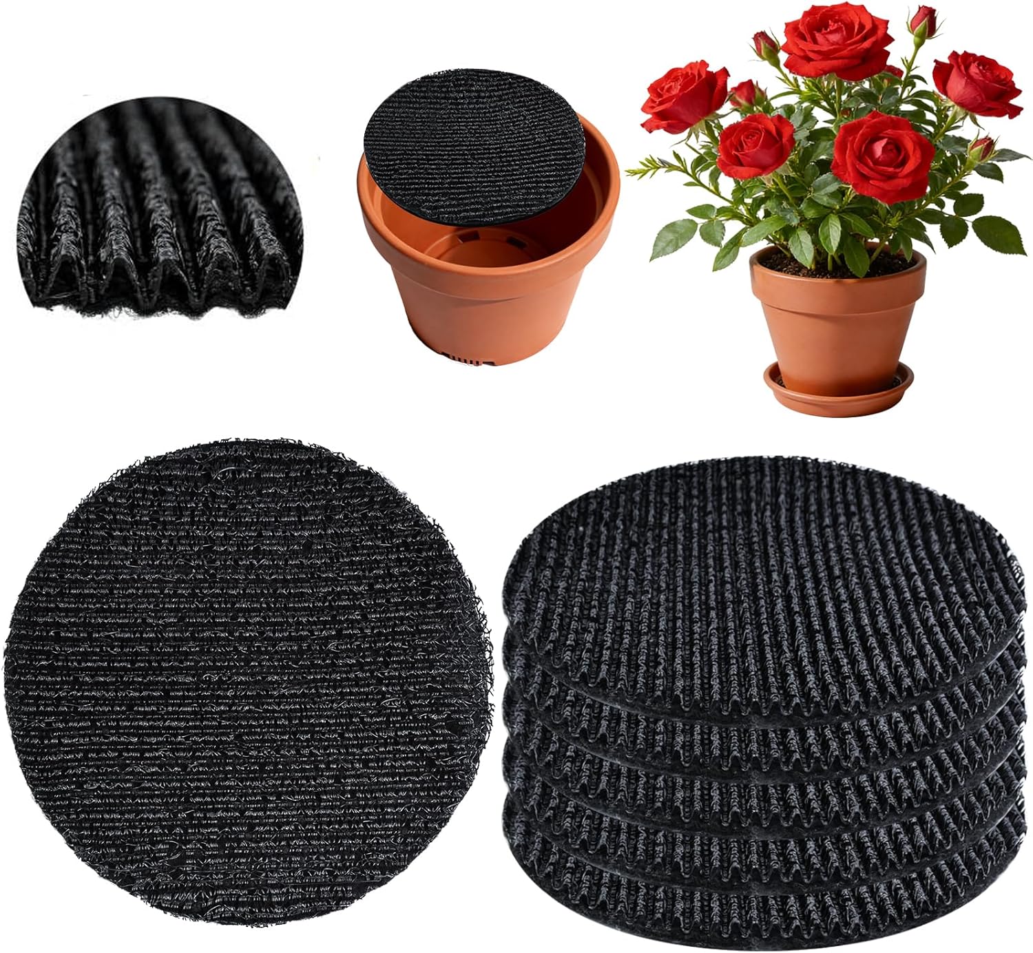 3Pcs 16inch Round Pot Mesh Drainage Discs Double Layer Plant Pot Hole Insert Pads Cutable Bonsai Pot Bottom Grid Mat Mesh Reusable for Indoor Outdoor Potted Plant Prevent Soil Loss Keep Roots Healthy