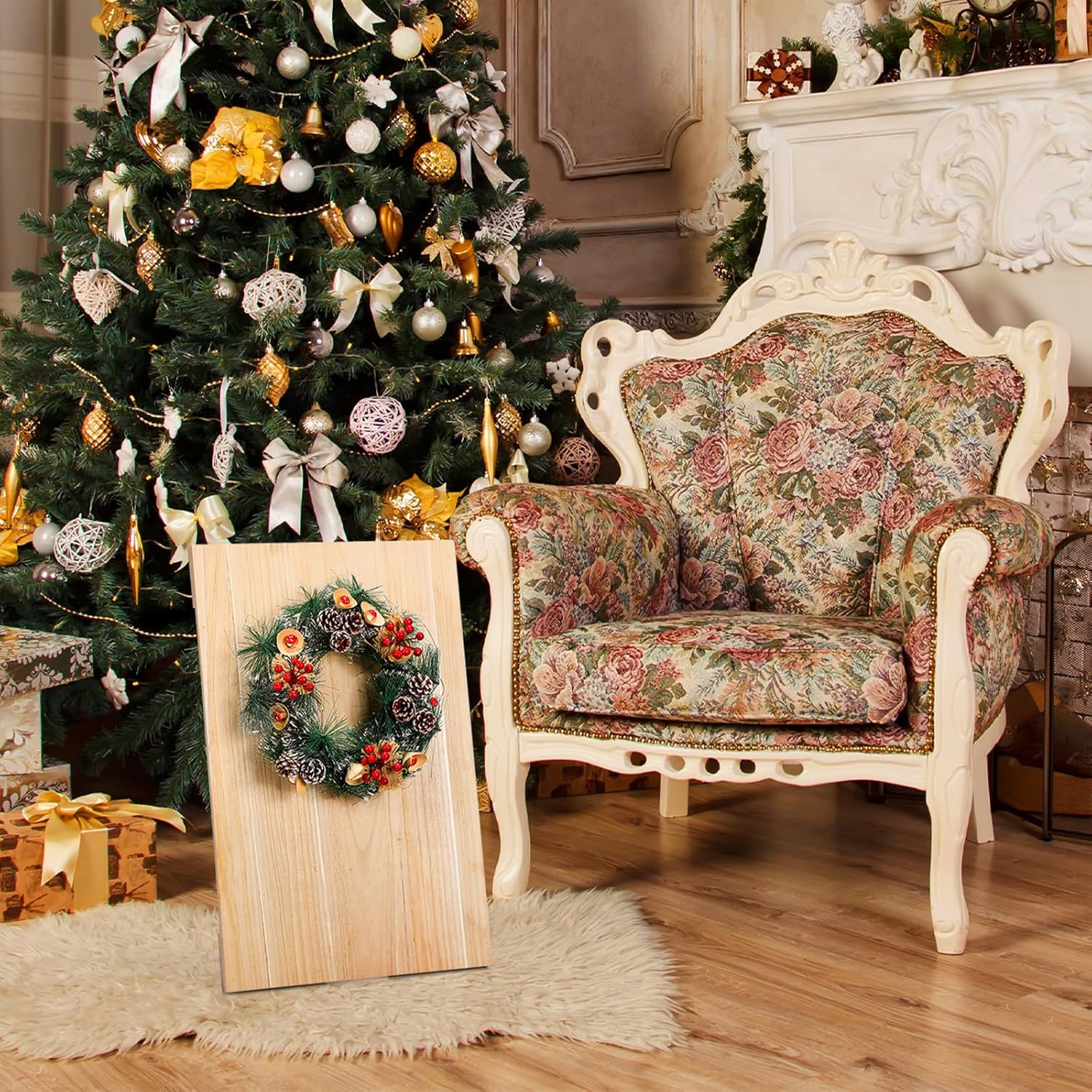 Wreath Easel for Wreaths Making Christmas Wooden Wreath Stand Holder Making Easel Assistant Tabletop Display for Designing for Xmas Crafts Tool 27 x 17 Inch, Garland Not Included