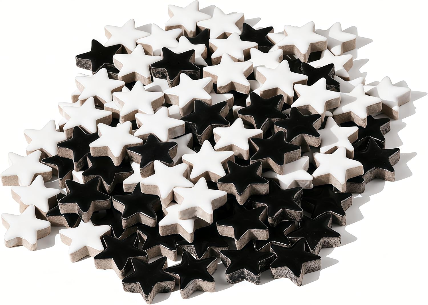 Stars Mosaic Tiles Stained Glass, Star Shape Ceramic Mosaic Making with Handmade for DIY Art Crafts，Home Decorations -About 110Pcs 100G(0.22LB) (White)​