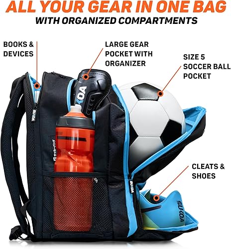 Miniatura 2 de Bolsa de fútbol - Mochila de fútbol con soporte para pelotas y compartimento para tacos - Bolsa de voleibol y baloncesto Bolsas deportivas