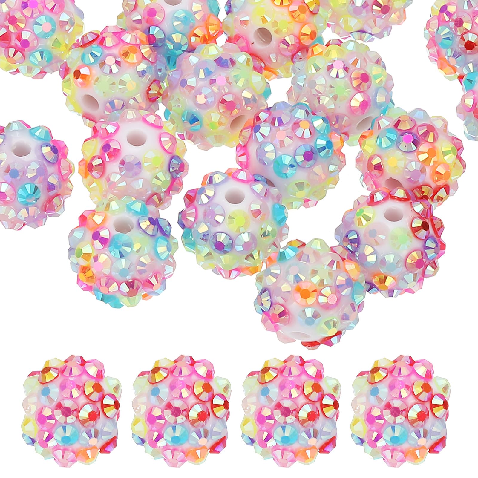 PATIKIL 14mm Resin Rhinestone Beads for Beadable Pen 20 Pack Ball Disco Sparkly Chunk Round Focal Bubblegum Beads for Jewelry Making Craft Necklace Chain Bracelets DIY