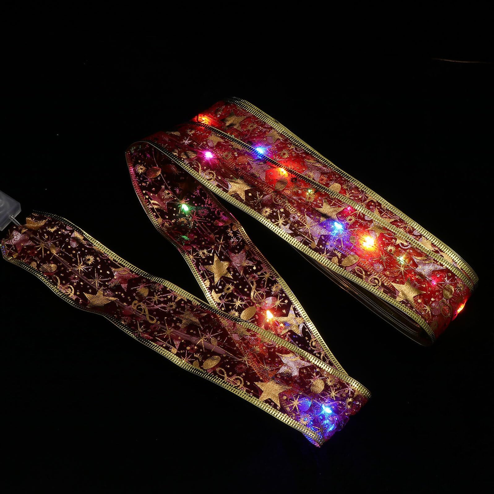 Alipis Luminous Cloth Ribbon Light String for Xmas Tree Hanging Decorations Luminous Ribbon for Christmas Tree Wrapping