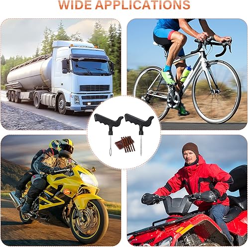 Miniatura 6 de Frienda Kit de reparación de neumáticos de 32 piezas con kit de enchufe, mango en T, herramientas de reparación de neumáticos para reparar pinchazos