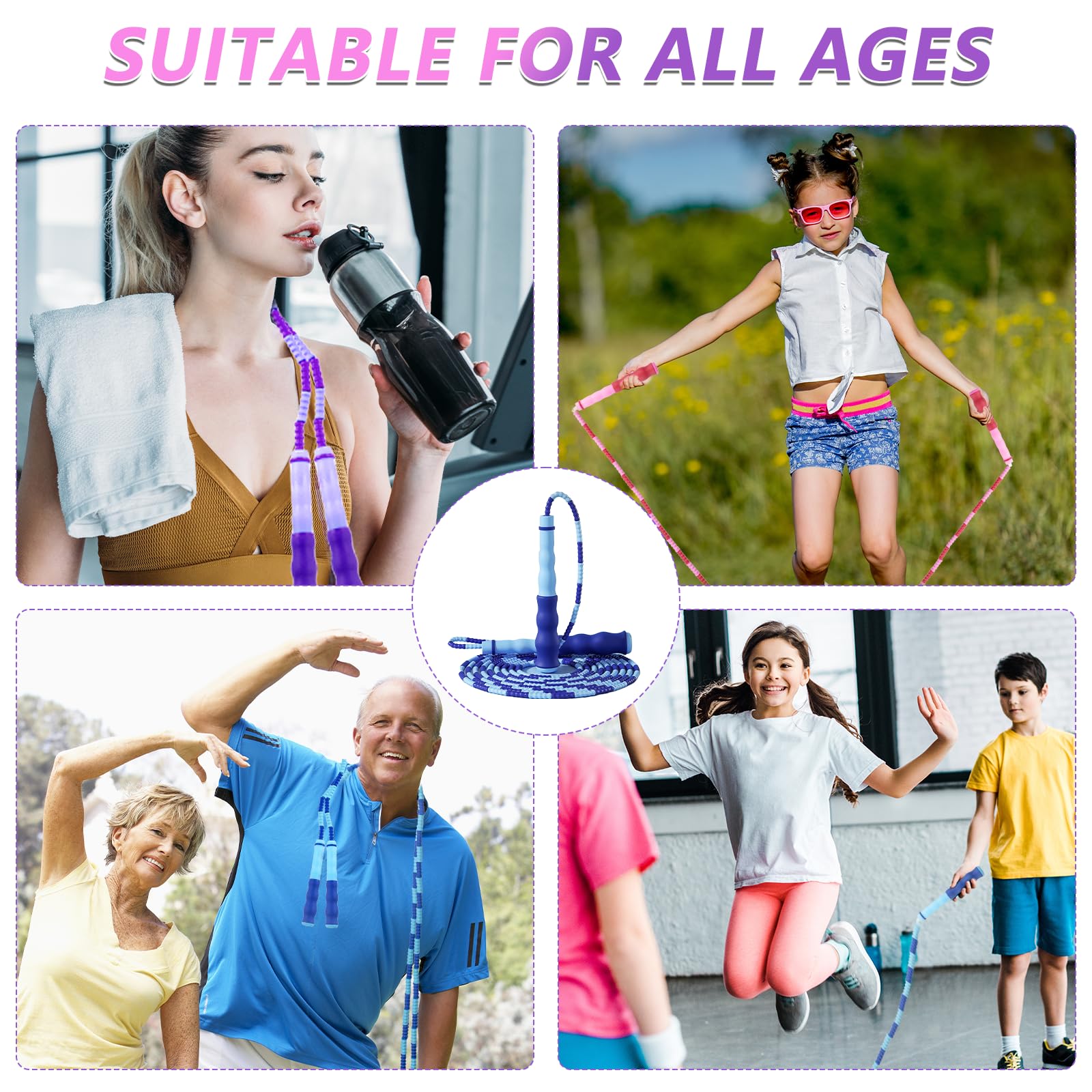 Lot de 16 cordes à sauter segmentées pour adultes et enfants, longueur réglable, corde à sauter segmentée libre en vrac pour femmes, hommes, exercices, entraînement, perte de poids