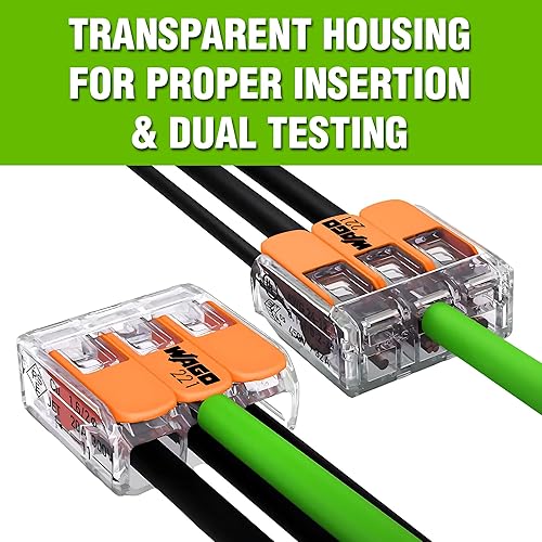 Miniatura 5 de WAGO Serie 221 - Conectores compactos de alambre de empalme, paquete surtido de 50 piezas  Surtido de la serie 221 con funda, incluye (25 x