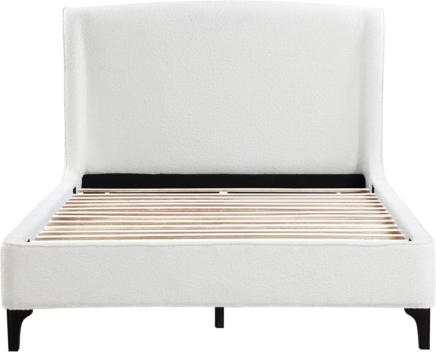 Coaster Home Furnishings - Mosby - Wood - Upholstered Bed with Curved Headboard, Boucle Upholstery and Wingback Design - Bedroom - Eastern King Size - Snow - 306020KE