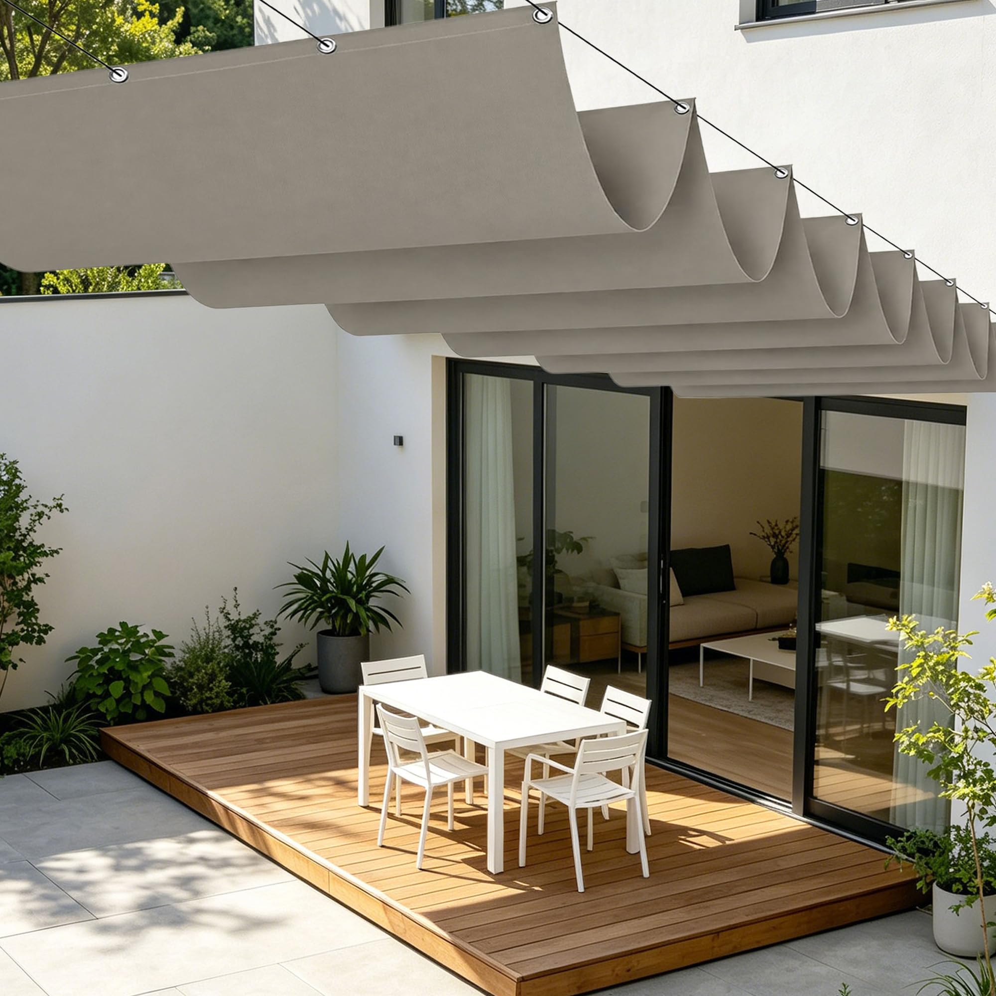 Voiles d'ombrage rectangulaire anti pluie 450x380cm avec oeillets pour patio