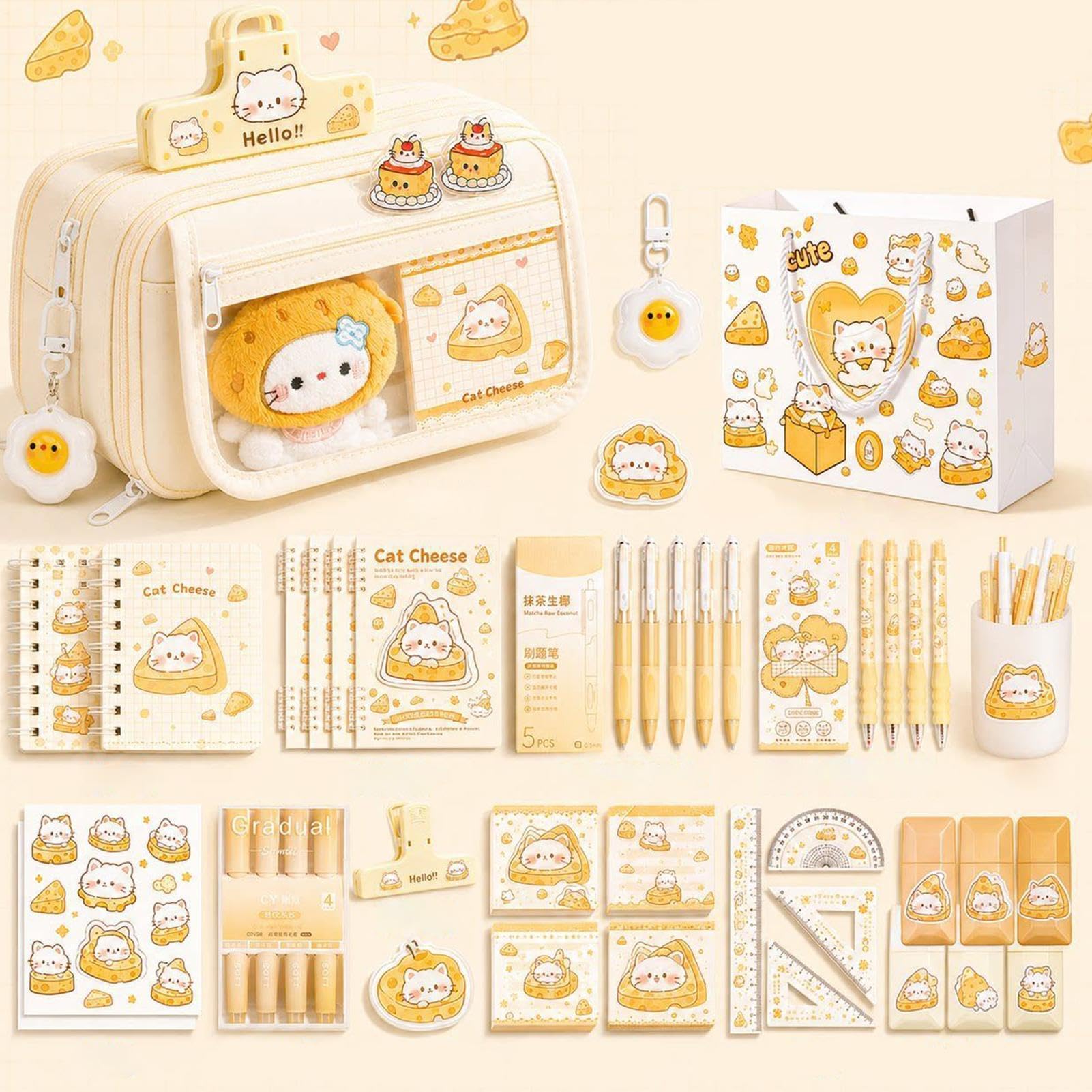 Astuccio Portamatite Con Organizer Portapenne e Cancelleria Design Gatto | Materiale Scolastico Estetico Per Scuola Università Arte Disegno Colorare Aula Schizzo Viaggio Scrivania