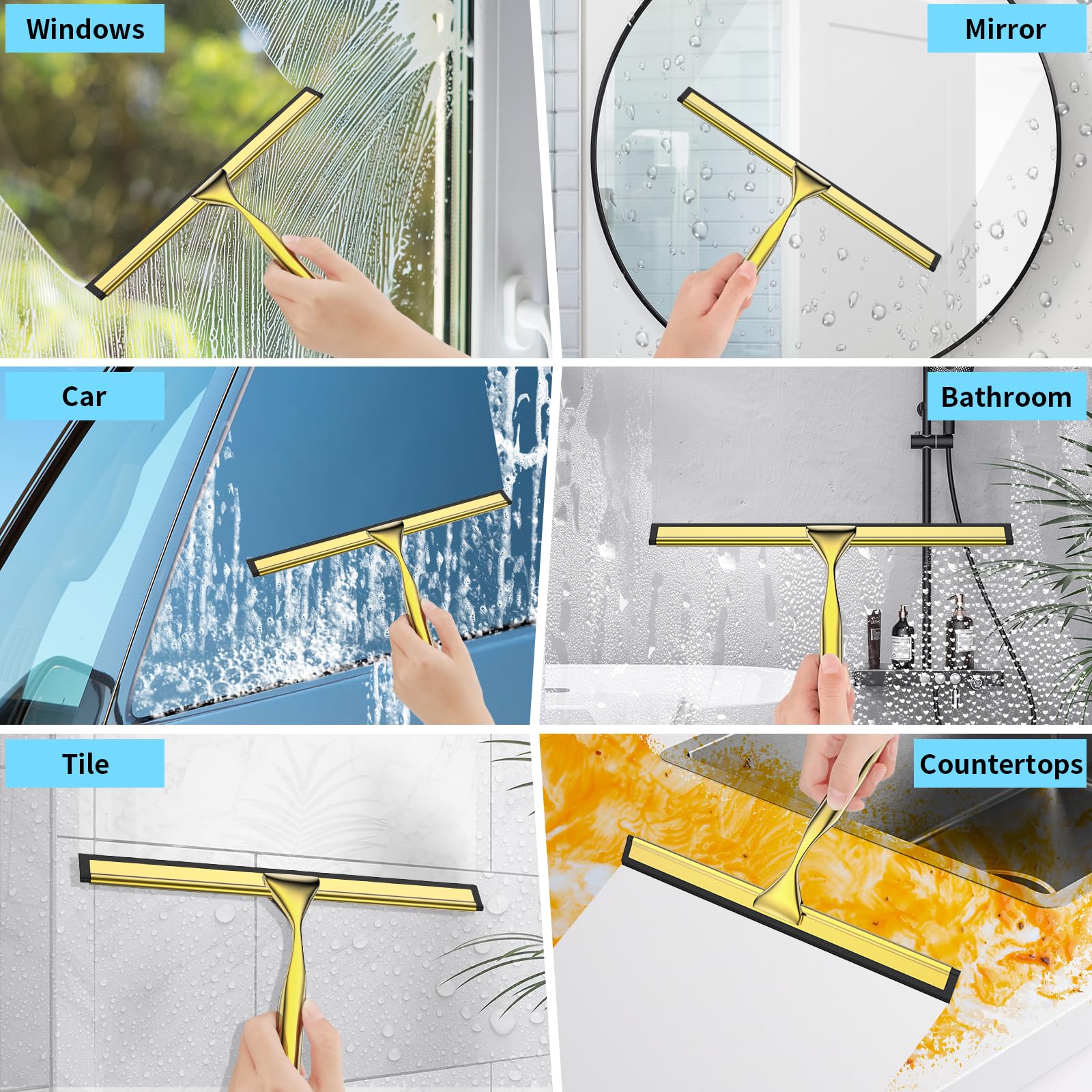 Raclette Vitre Salle De Bain Raclette Douche 25,5 Cm Acier Inoxydable Avec Crochet Mural – Lame Silicone Sans Traces – Pour Vitres, Miroirs, Parois De Douche – Argent