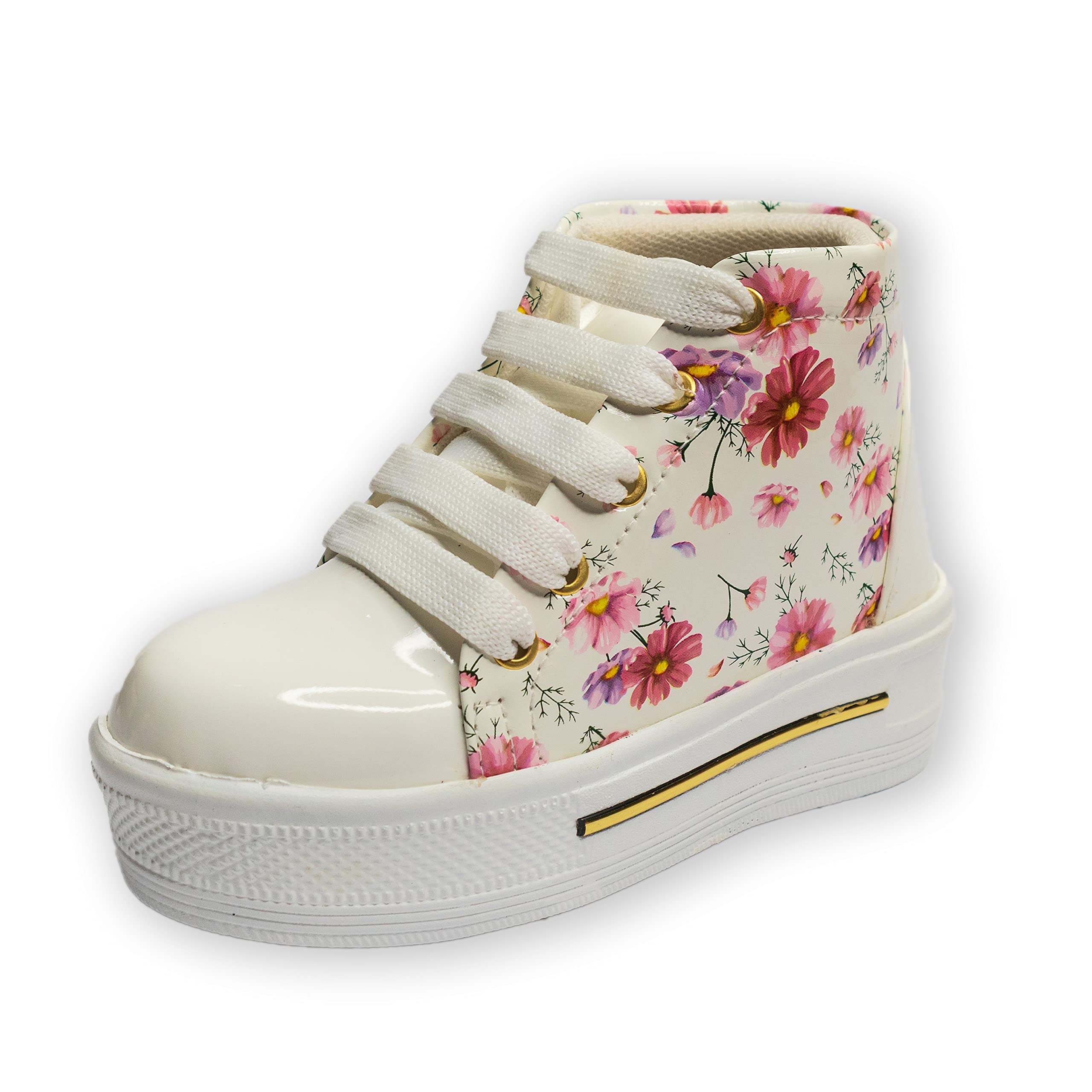 Onbeat Trendy High Ankle Casual Flower Sneakers (White, Numeric_13) (B09FTBC13L) Amazon Price History, Amazon Price Tracker