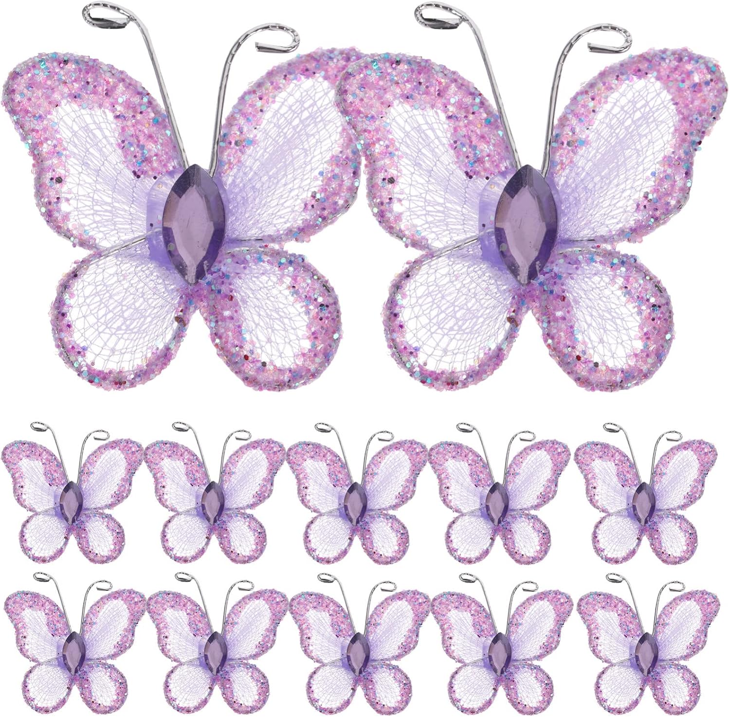 ARTIBETTER Organza Butterflies 50pcs Mesh Wire Glitter Butterfly Sheer Butterfly Wedding Party Clothing Decoration DIY Supplies for Decorating Wire Mesh Glitter