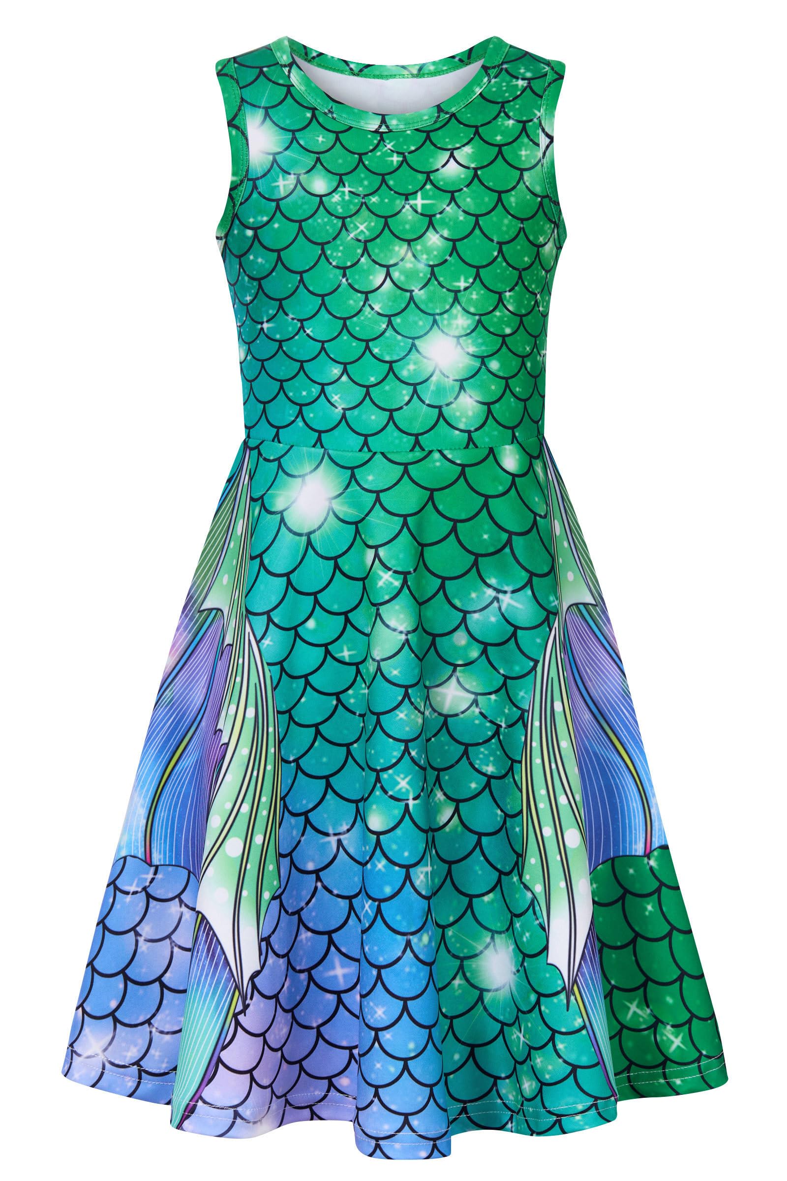 AIDEAONE Mädchenkleid Schmetterling A-Linie Ärmelloses Sommerkleid Buntes Kleid 4-12 Jahre