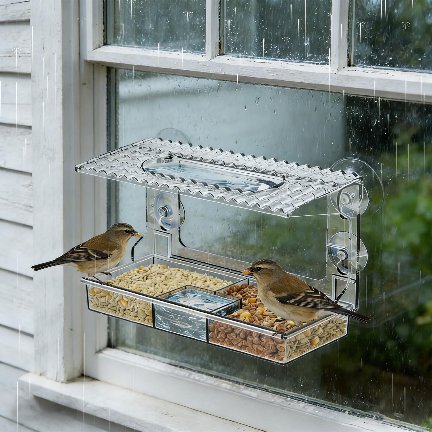 Mangeoire fenêtre Transparente Vue Claire pour Petits Oiseaux Sauvages, Ventouses puissantes