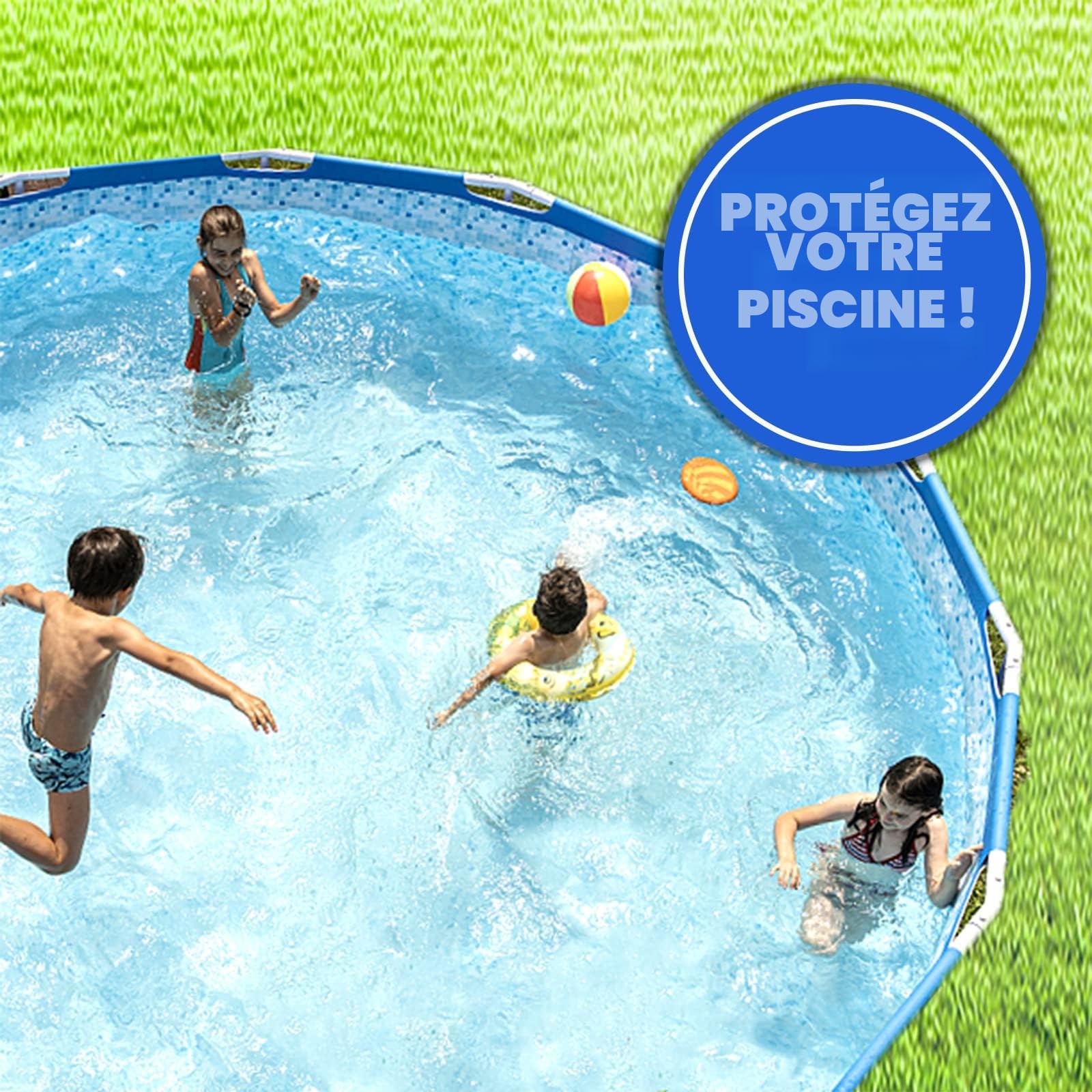 Fox Bunny Support de Tuyau de Piscine pour Piscines Hors Sol, 26-38mm, Compatible Intex Bestway, Bleu