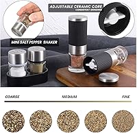 Vista 5 de VEVOK CHEF Mini molinillo de sal y pimienta con 2 pequeños saleros y pimenteros, portátil, bonito, molinillo de especias pequeño, molinillo de sal