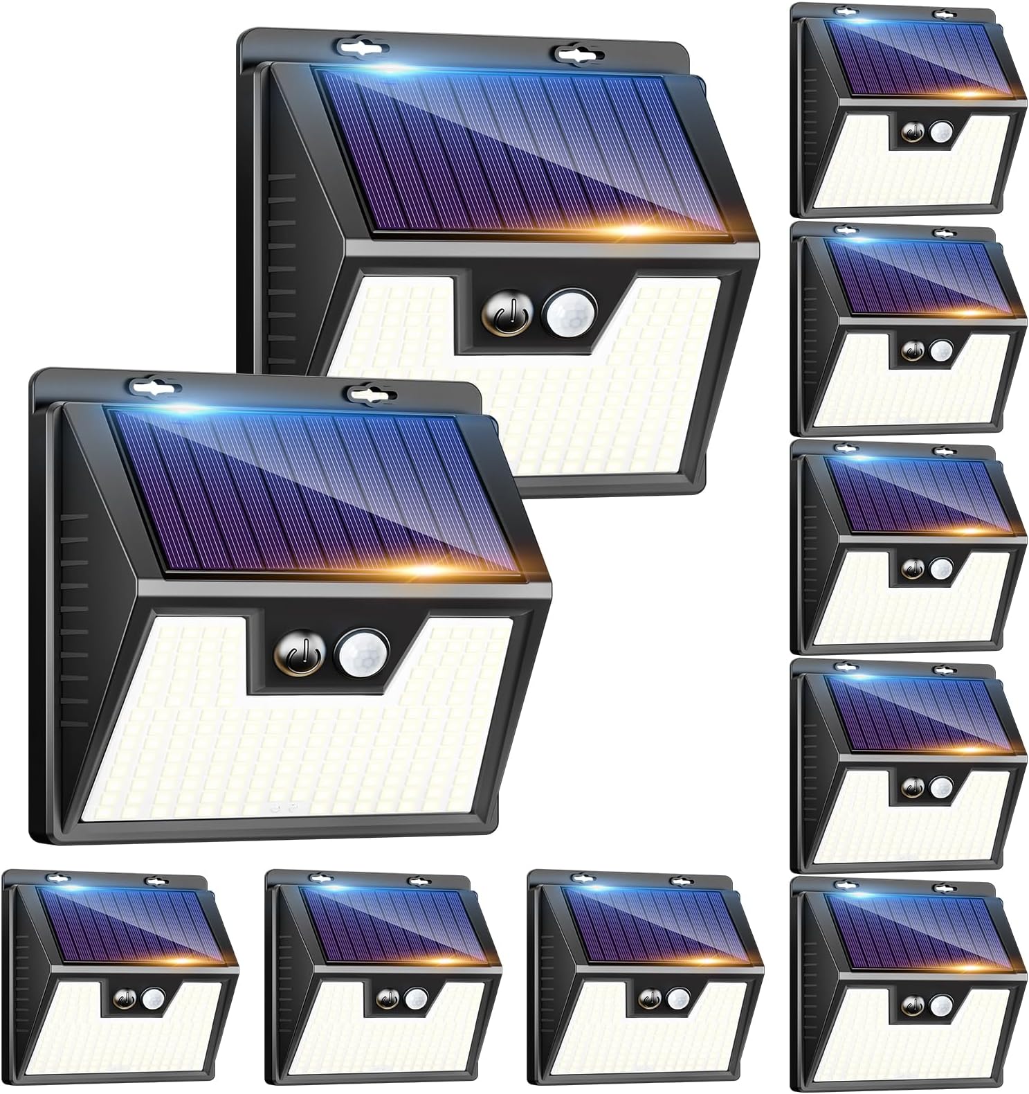 Solar Lights Outdoor [10 Pack], Solar Motion Sensor Outdoor Lights, Security Light 3 Working Modes, Waterproof for Outside Garden Yard Fence