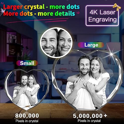 Miniatura 3 de YSPQBY Foto de cristal 3D personalizada, regalos personalizados para el día de San Valentín para mujeres, esposa, novia, ella, él, mamá, papá, gran