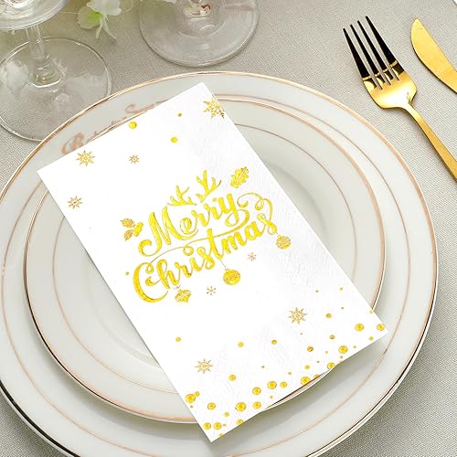 Miniatura 4 de 100 servilletas de papel desechables, servilletas de papel de cóctel, toallas de mano para cena de Navidad, decoración y suministros de fiesta de