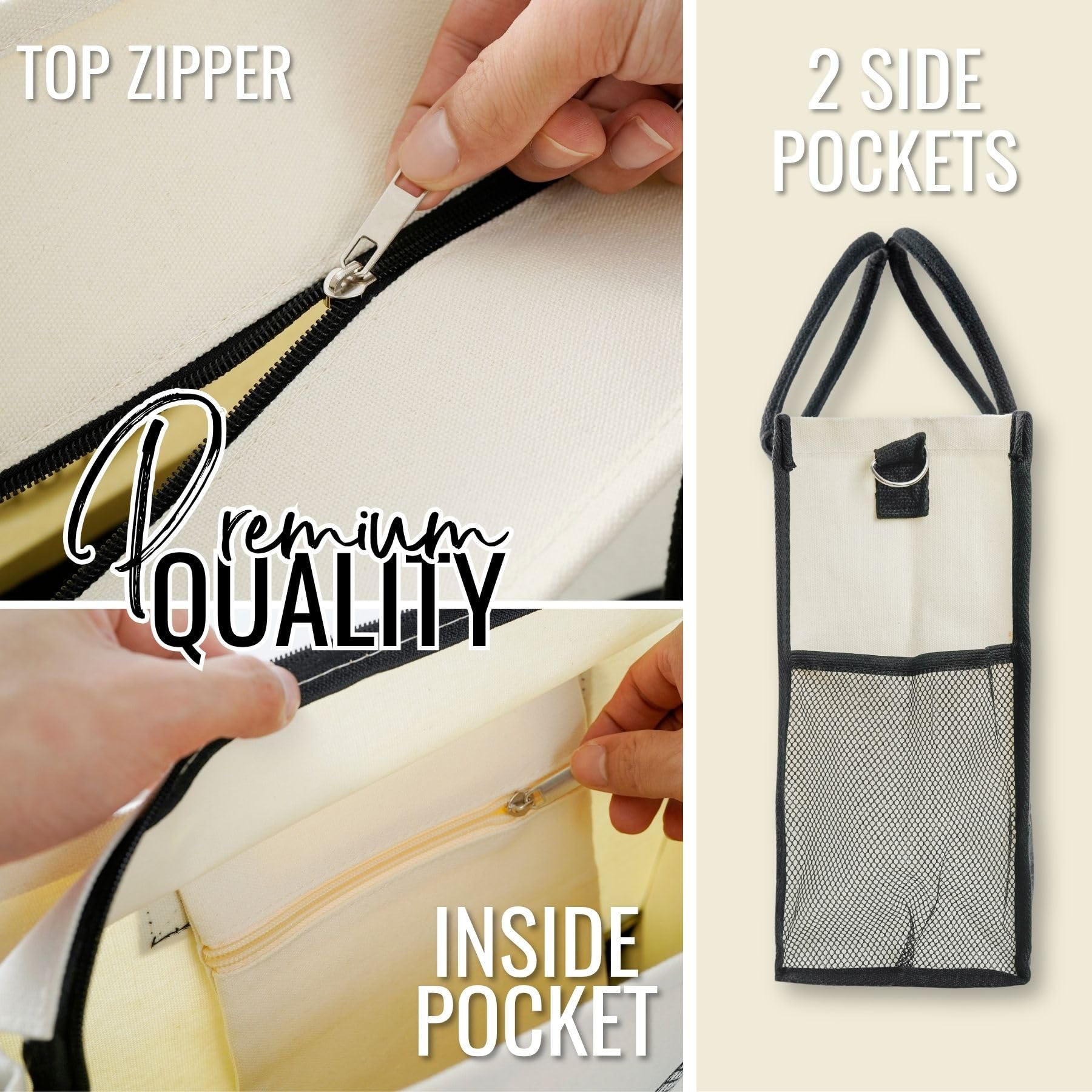 InnoBeta Massage Therapist Gifts for Women, Canvas Tote Bag with Top Zipper Closure and Shoulder Strap, Thank You Gifts for Massage Therapist