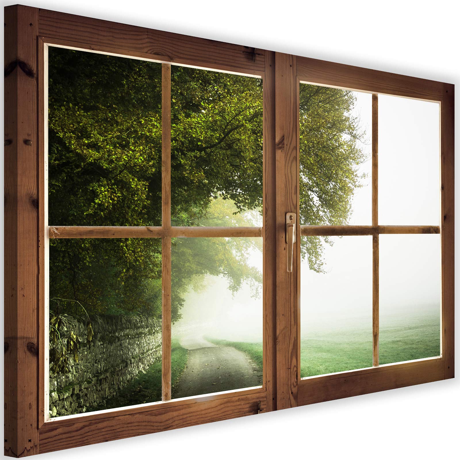 Feeby Leinwand Bilder - Fensterblick Natur- 100x70 cm- Deko Wohnzimmer - Wandbilder Schlafzimmer - Deko Aesthetic - Wand Deko - Leinwand Groß - Deko Zimmer - Leinwandbilder XXL