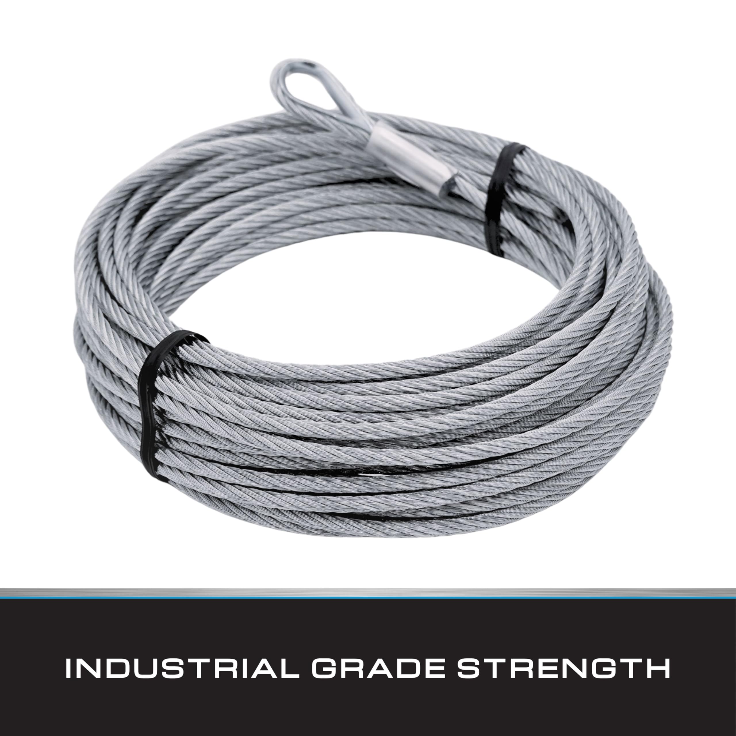 Tie Down Kabel do samolotu 7 x 19 – linka stalowa z pętlami – most/linka holownicza/linka do zawieszania – 0,6 cm x 14 m z klamrą