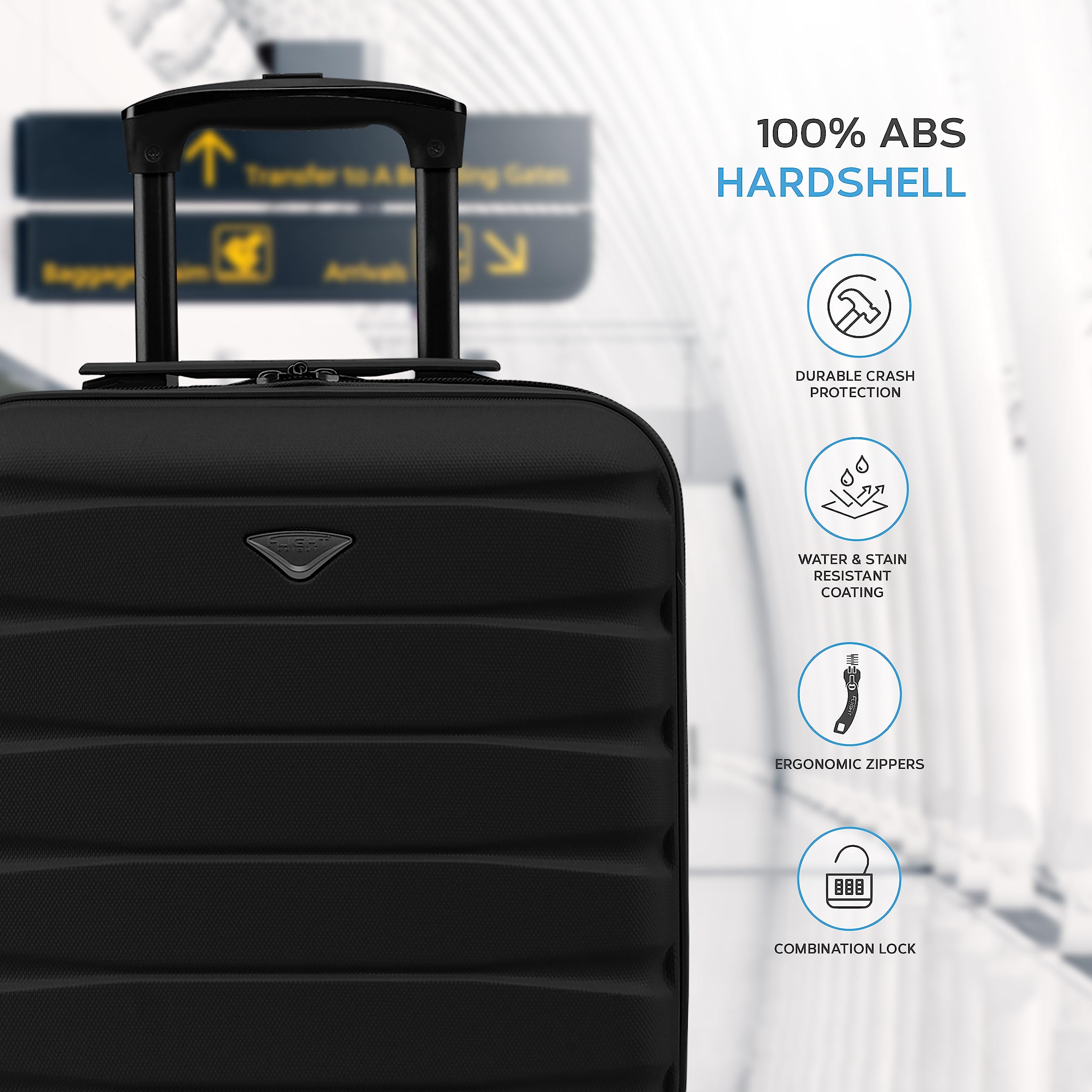 Flight Knight EasyJet Cabin Bag 45x36x20, Underseat, Lightweight Small Durable 4 Wheel Cabin Suitcase, Maximum Carry-On Size, ABS Hard Shell, 10kg Hand Luggage Bag- 45 x 36 x 20 cm Travel Bag