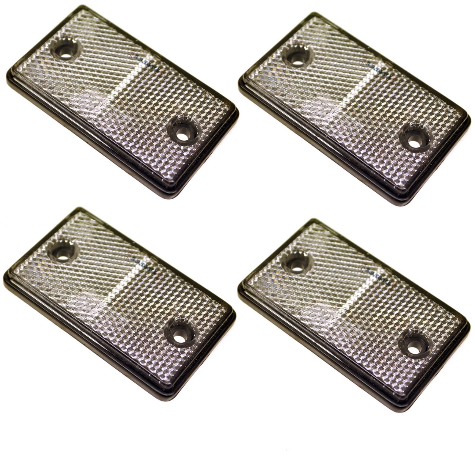 Ab Tools White Clear Rectangular Front Reflector Pack Of 4 Trailer Fence Gate Post Tr071