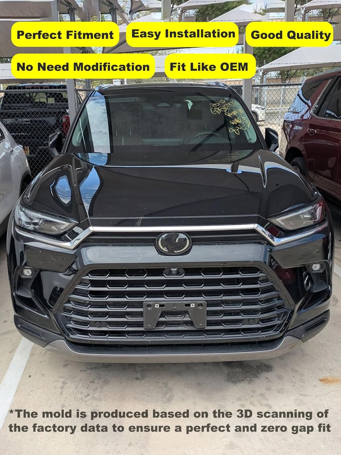 FASTCHE Front License Plate Frame Compatible with 2024 2025 2026 Toyota Grand Highlander Front Bumper License Plate Holder Mounting Bracket Replace # TO1068174 521140E240