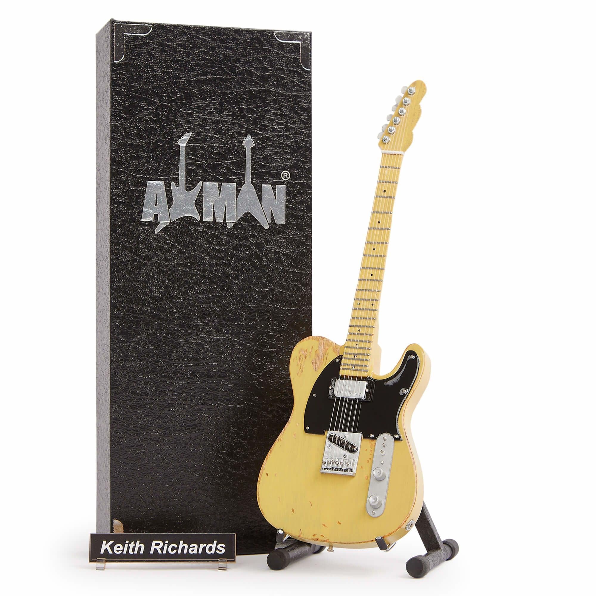 Keith Richards (The Rolling Stones) - Miniatur-Gitarren-Replik – Musikgeschenke – handgefertigte Verzierung