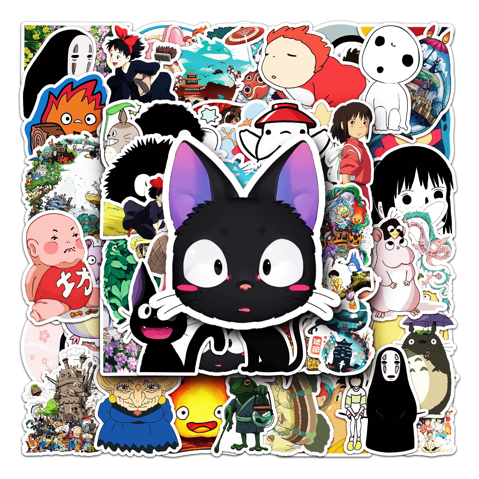 50 Adesivi Ghibli Cinema per Computer Portatili - PVC Impermeabile per Decorazioni Fai Da Te, Stile Graffiti per Auto, Moto, Laptop, Biciclette, Skateboard, Sci, Snowboard, Bagagli