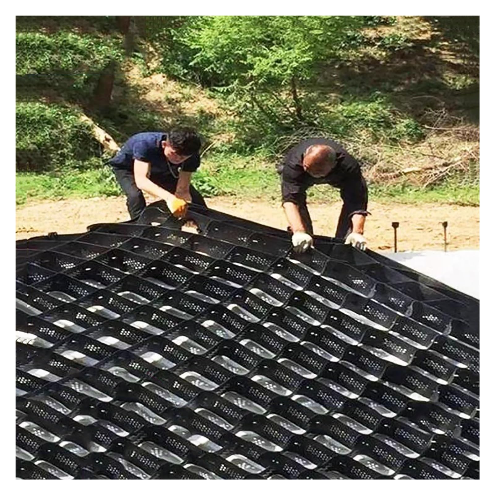 Geogrid Steep Hillside Slope Grid, Flexibility Folding Gravel Geo Reinforcement Grids, Heavy Duty Pavers System Filling Pea Gravel/Pebble/Sand(3.5ft x 31ft)