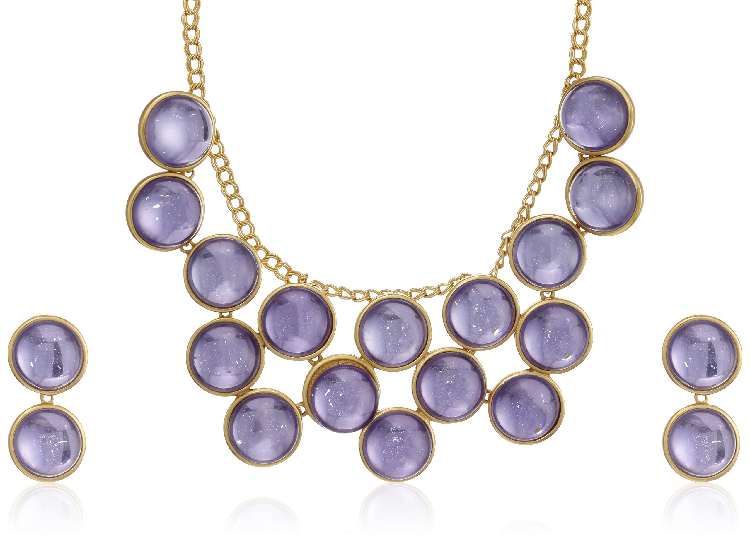 Estele 24 Kt Gold Plated with Blue Galaxy Stones Necklace Set for Women (B08D875NXQ) Amazon Price History, Amazon Price Tracker