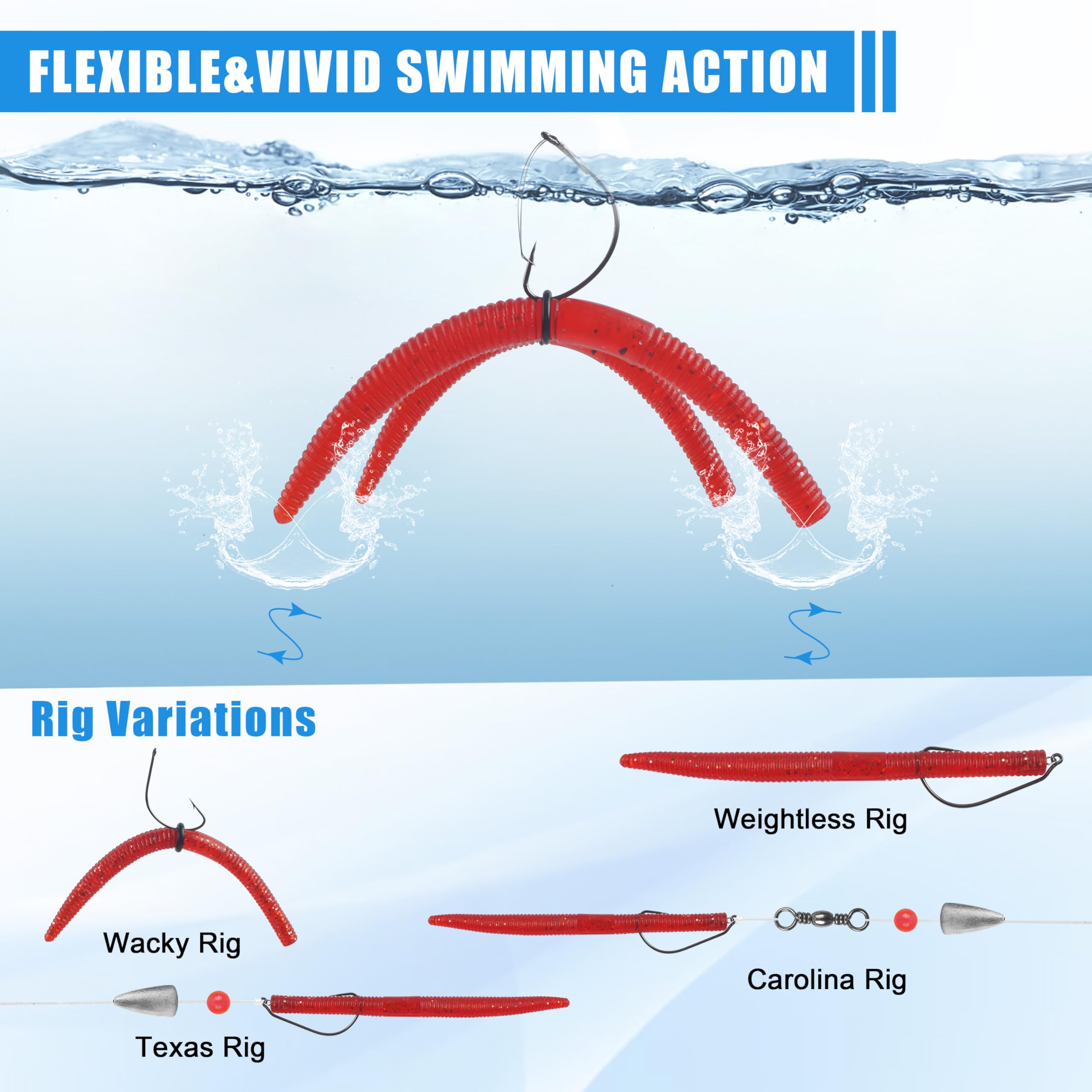 Wacky Rig Bass Fishing Hooks Kit, 116pcs Worms O Rings Weedless Wacky Rig Hooks Fishing Weights Swivels Tackle Box Kit for Bass Artificial Soft Stick Baits : Sports & Outdoors