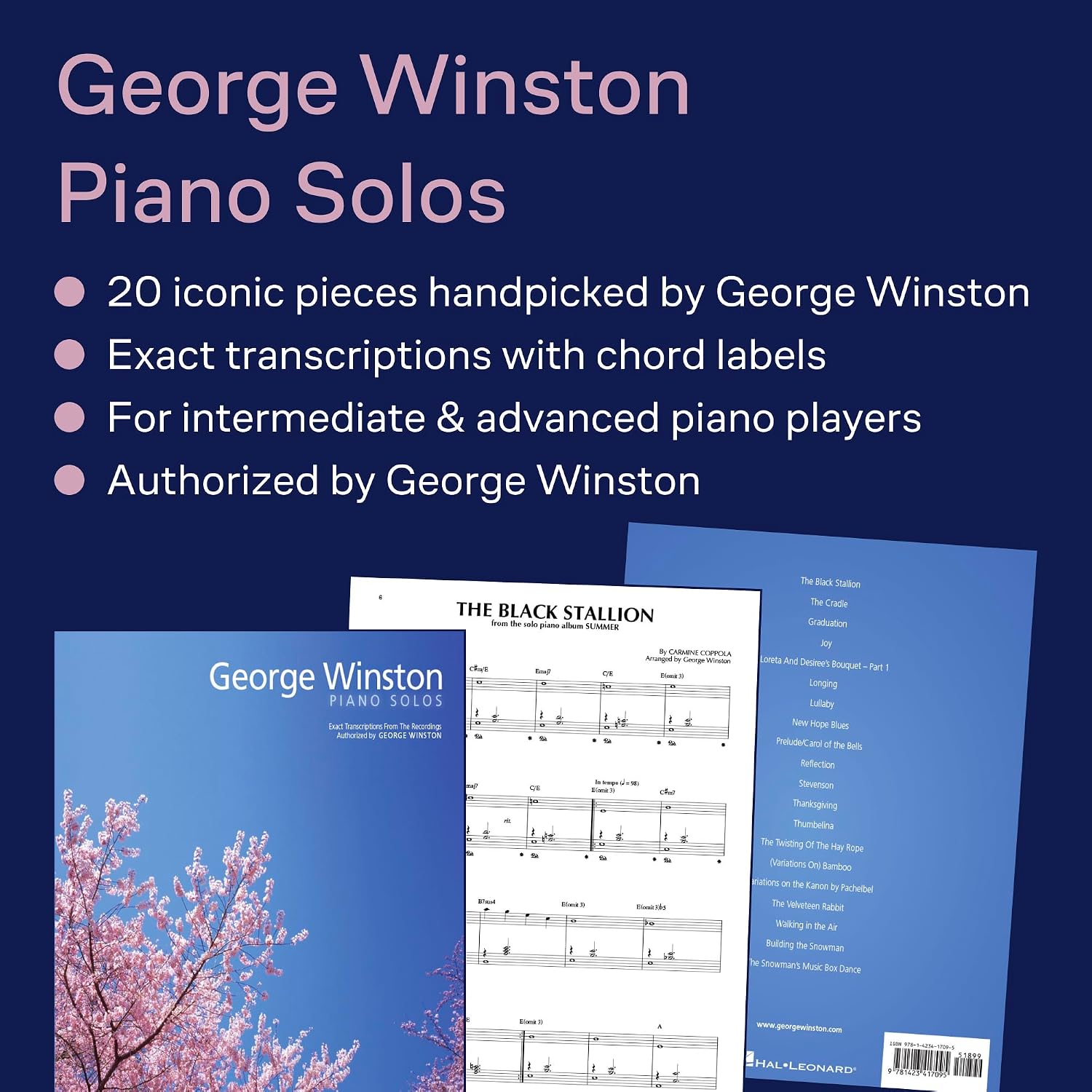 George Winston - Piano Solos | Authorized Piano Sheet Music Book | 20 Transcriptions for Intermediate and Advanced Pianists | Contemporary Instrumental Songbook for Practice, Performance, and Study