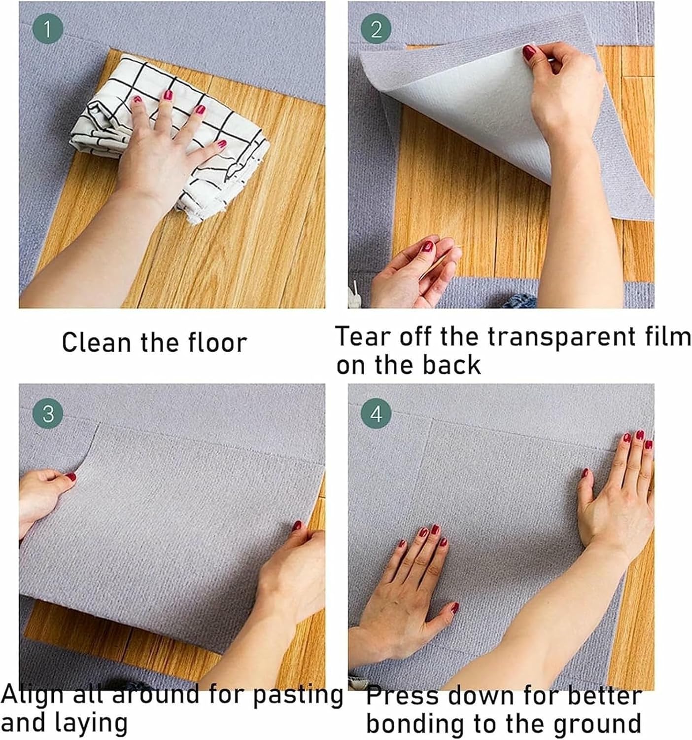 Self Adhesive Carpet Tile, 12 * 12in Washable Self Adhesive Carpet Floor Tile 12 Sq. Ft Repeated Use Multi-Purpose Area Rugs~/