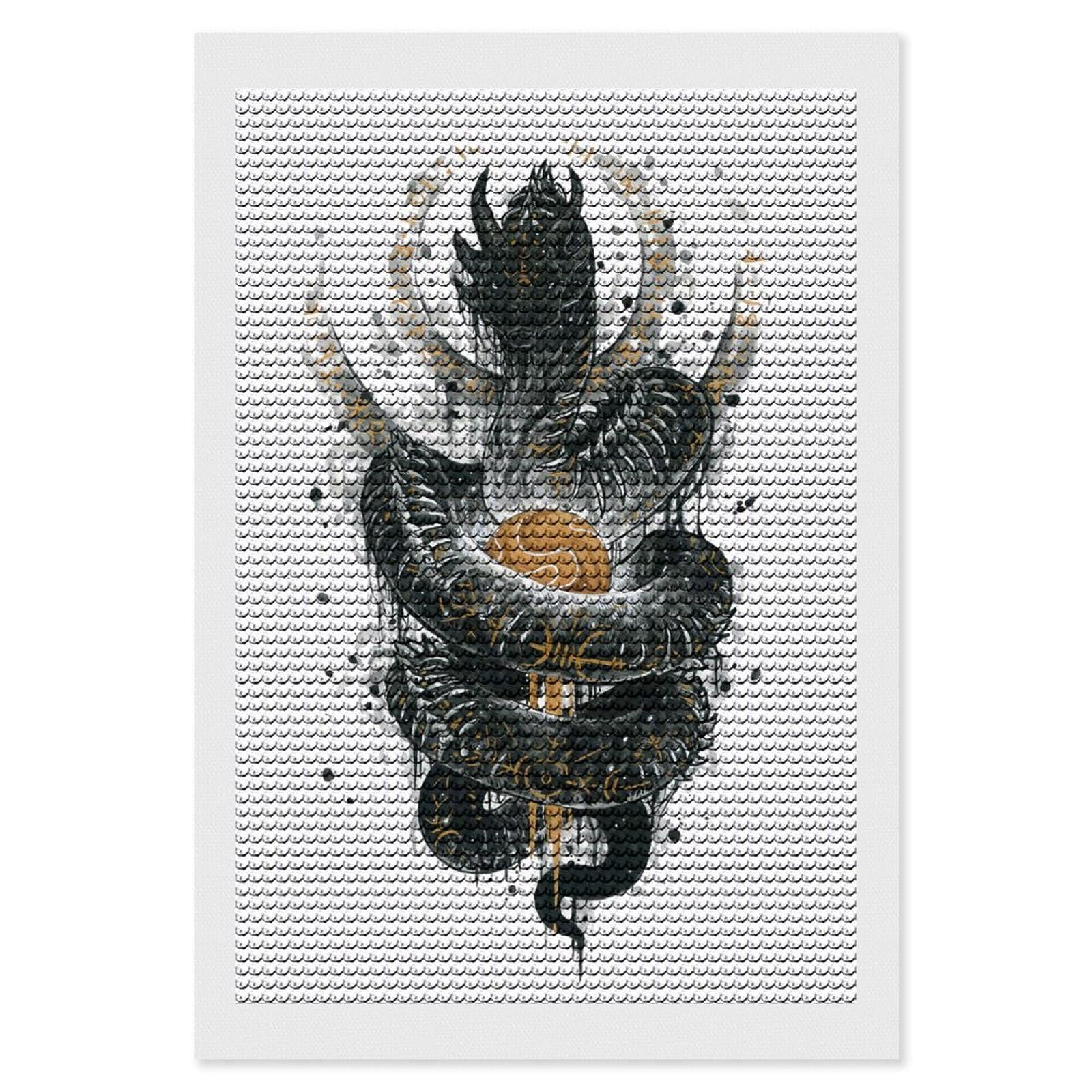 Junmoney Jormungandr Diamond Painting Canvas Kit 8"x12", Round Gems, Living Room Decor, Seasonal Gift Choice, Modern Decor