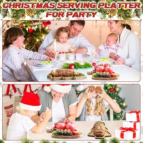 Miniatura 5 de Meanplan 2 bandejas de madera para servir y plato de charcutería de béisbol, platos de cocina, platos para servir aperitivos, galletas, rústico,