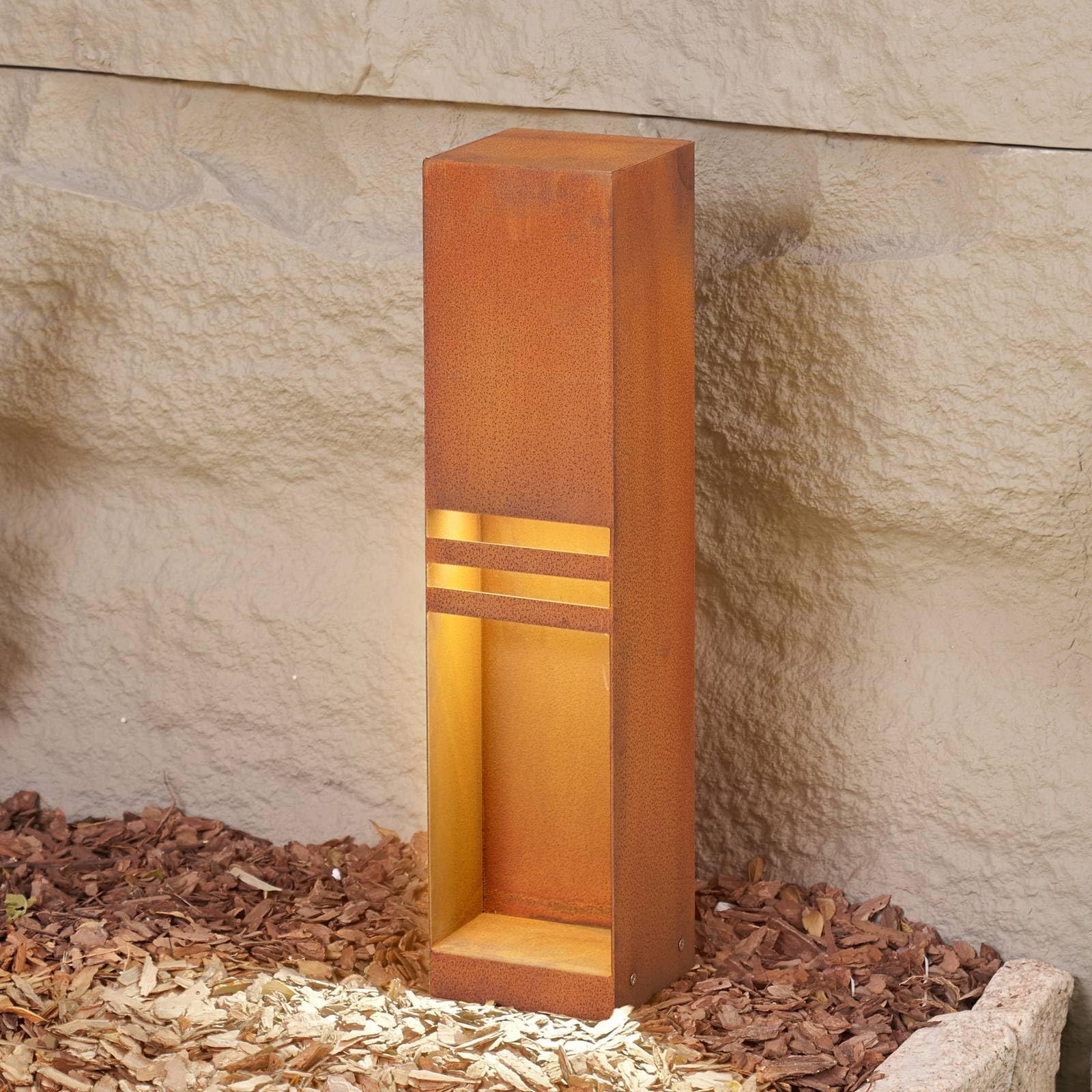 Lucande LED Borne Eclairage Exterieur Oxido (Moderne) en Marron Métal (1 lampe,à), Lumineuse Luminaire Lampe Jardin Led
