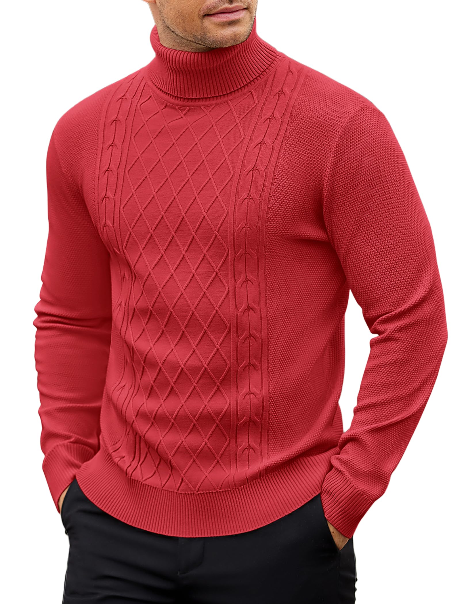 COOFANDY Pullover Herren Rollkragenpullover Dünner Strickpullover Rollkragen Pulli Männer Pullover Business Casual Sweater Winterpullover
