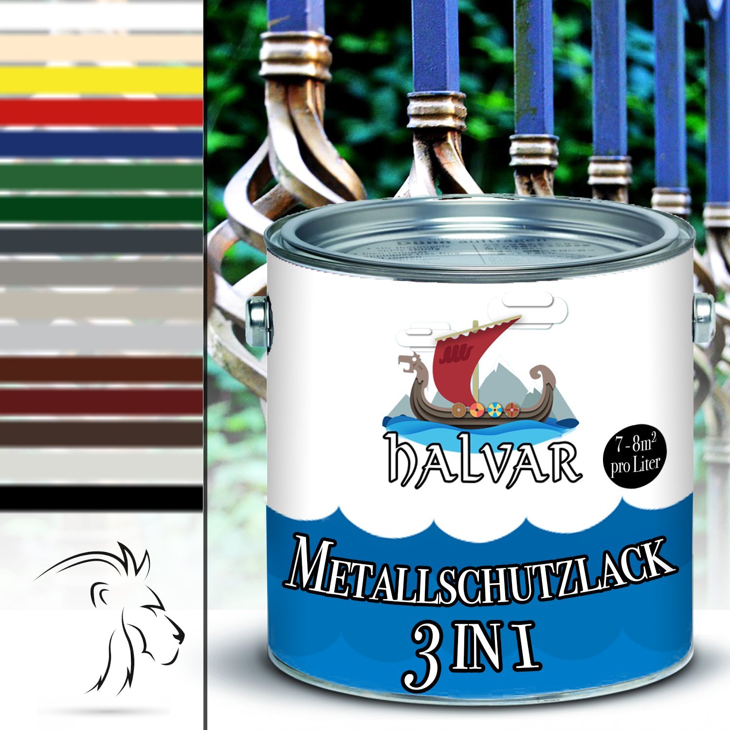 farba 3w1 do metalu skandynawska farba do metalu 3 w 1 ochrona antykorozyjna gruntująca nawierzchnia lakier do idealna do żelaza stali aluminium i cynku (20 L, Zieleń liściasta (RAL 6002)) Halvar