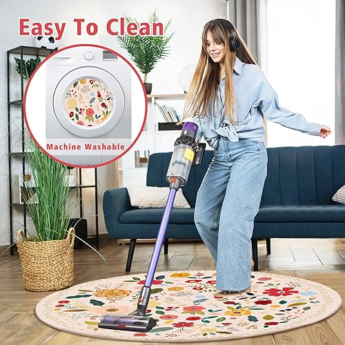 Miniatura 5 de Tapete para silla de oficina para suelo de madera dura, 47 x 47 pulgadas, alfombras redondas para sillas rodantes para oficina, computadora,