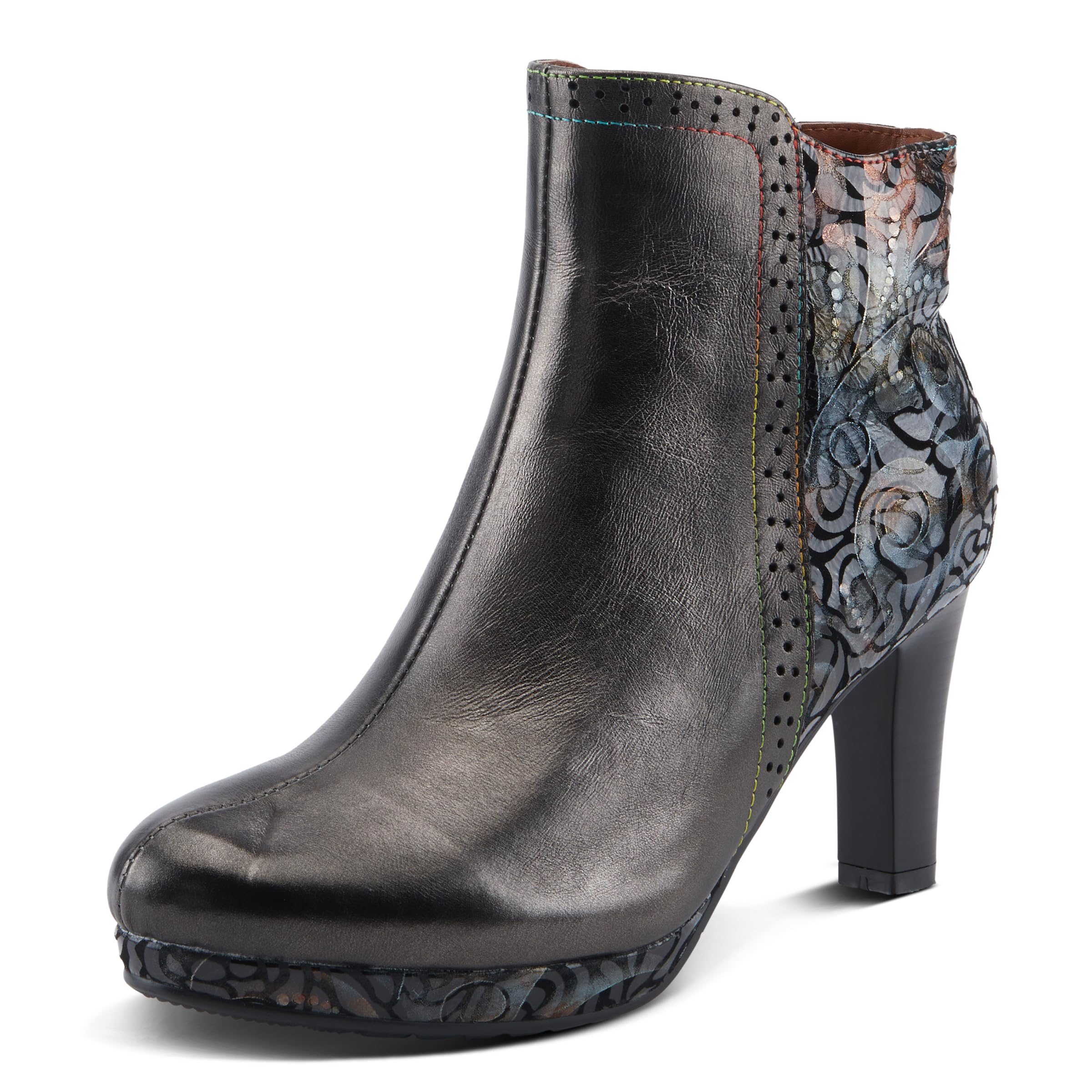 Spring Step LArtiste Marleigh Womens Metallic Bootie - Glittering Accents Iridescent Patterns Enchanting Ankle Boots