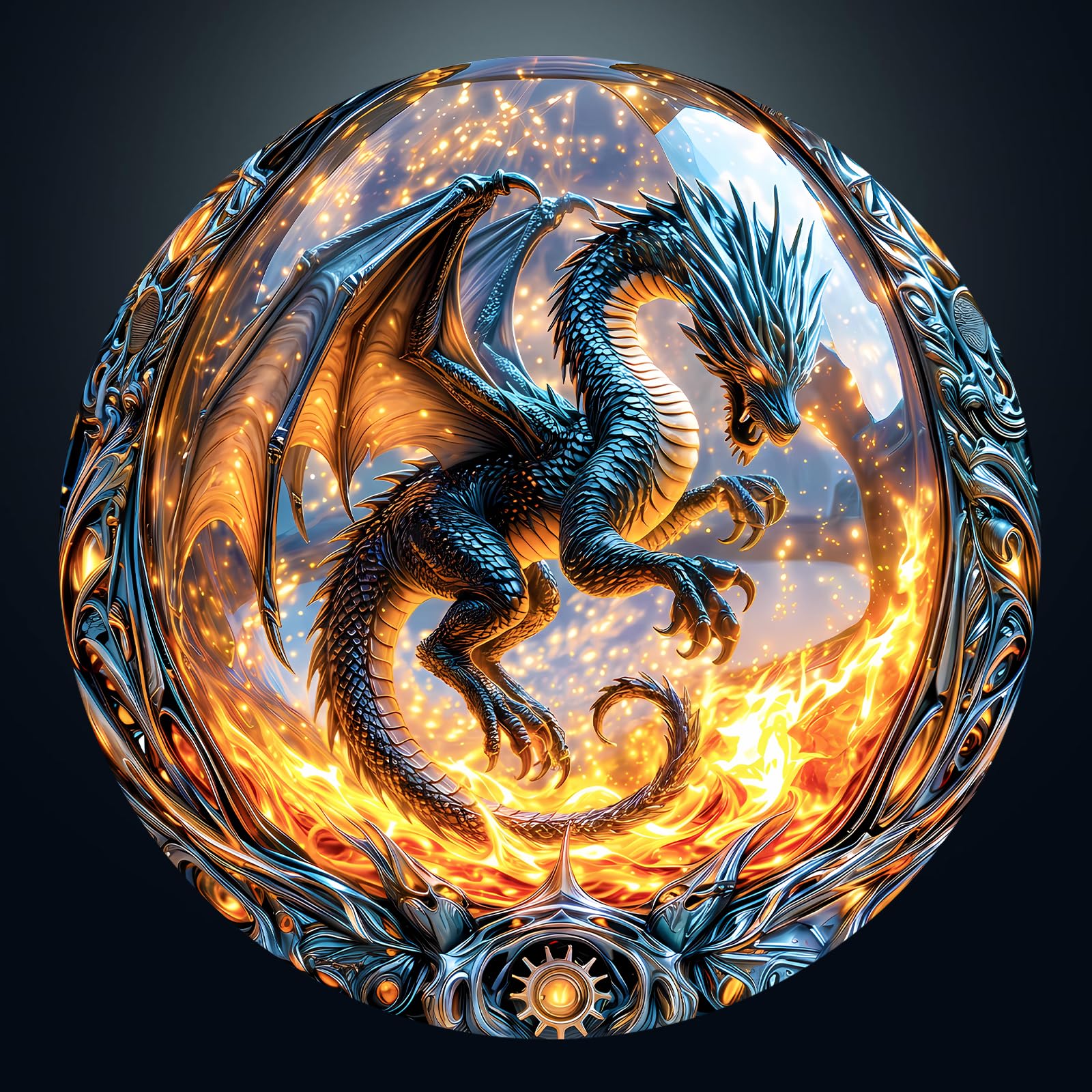 Jigsaw Puzzles for Adults 1000 Piece Jigsaws Puzzle for Adults, Blue Card Challenging Impossible Puzzles, Birthday for Family Friends - 3D Magical Fire Dragon