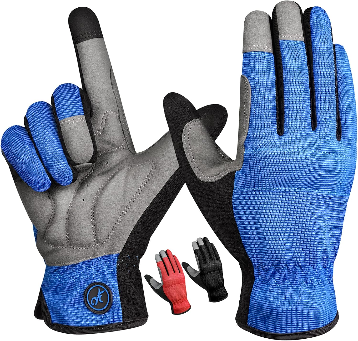 MOREOK Work Gloves Garden Gloves for Men/Women-Touchscreen Yard Gloves Construction Synthetic Leather Utility Gloves-3 PAIRS