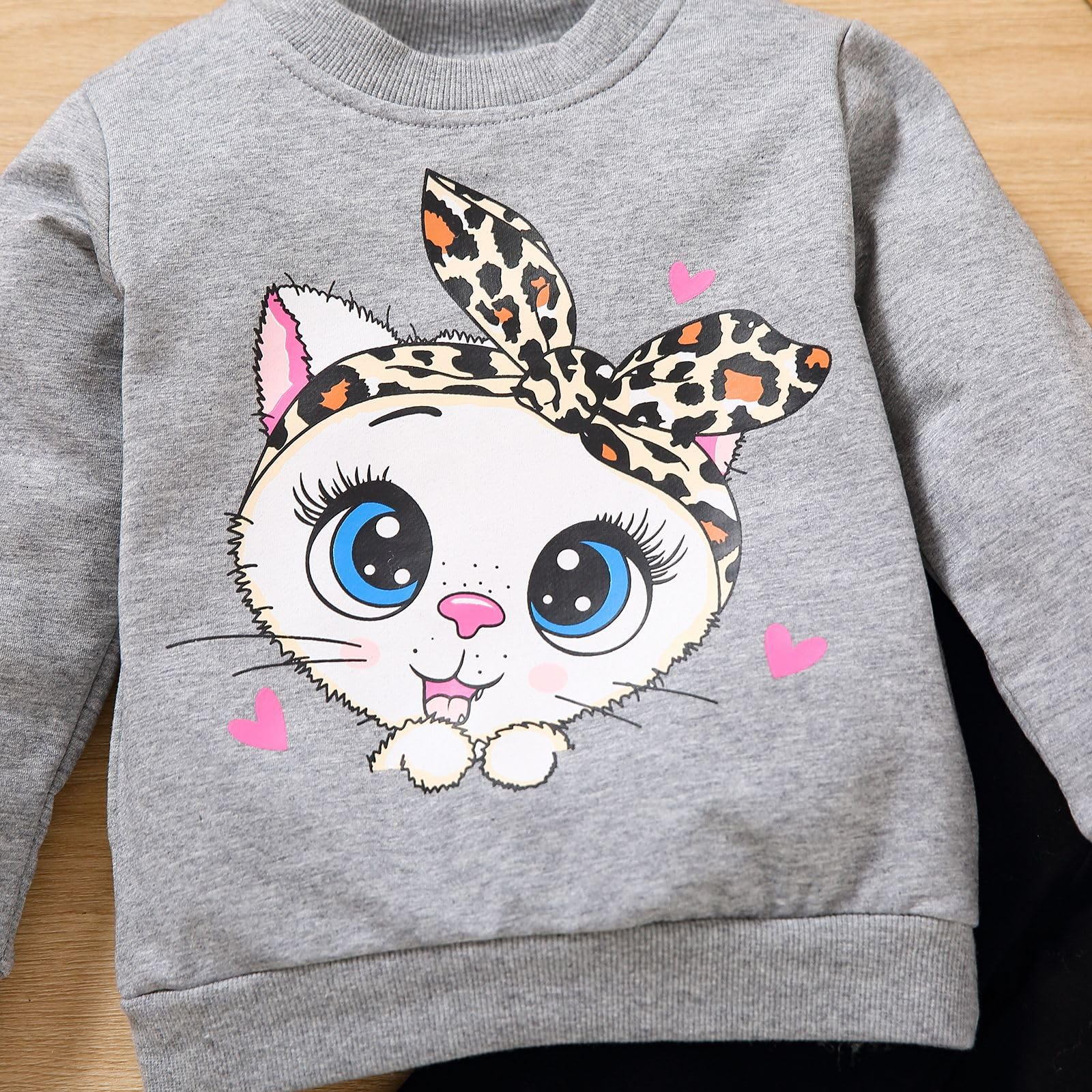 Verve Jelly Kleinkind Baby Mädchen Leopard Outfit Rüschen Langarm Pullover Sweatshirt Tops Hosen Sweatsuit 2 Stück Set Herbst Winter Kleidung