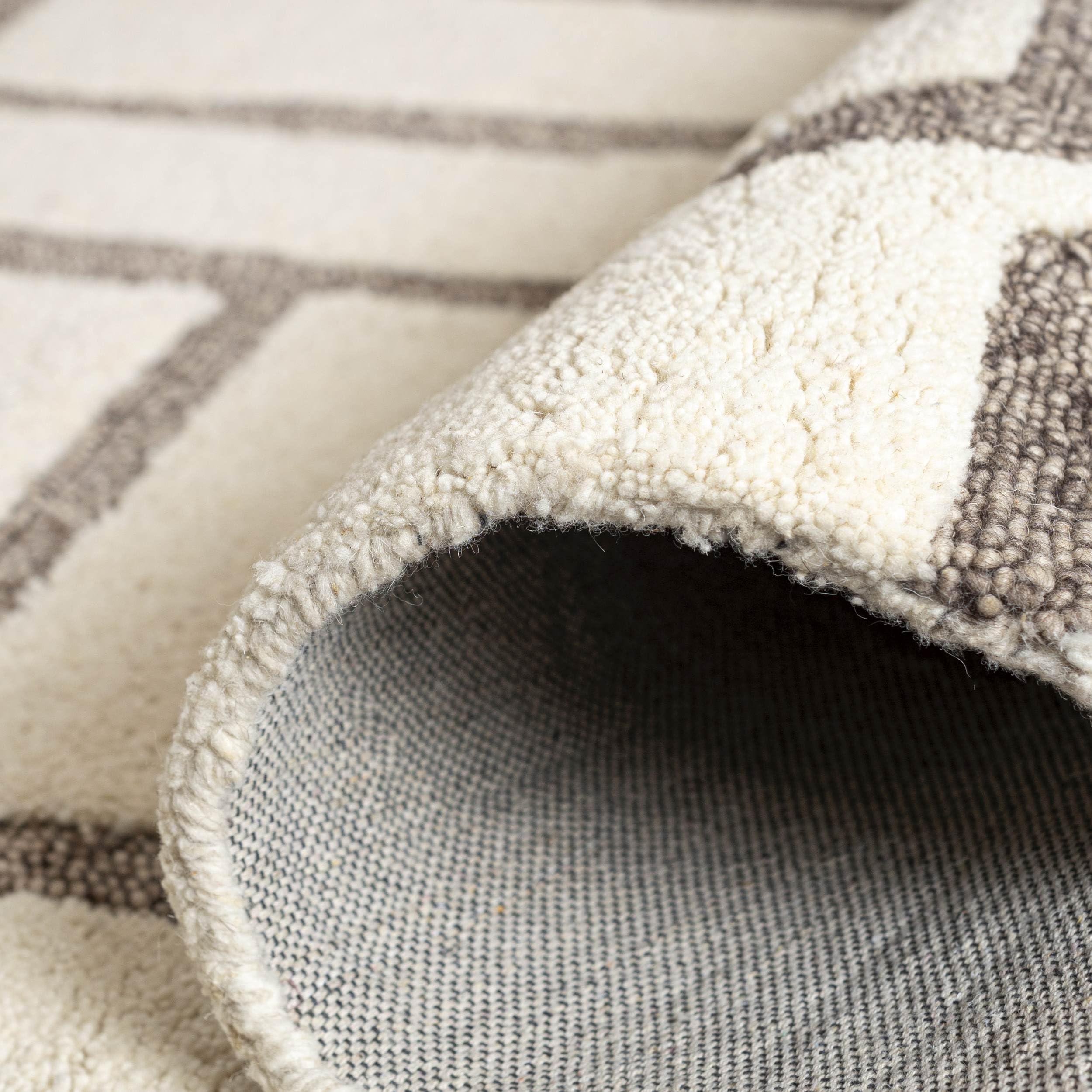 Mazovia Grande Tappeto Soggiorno 160x230cm Crema Geometrico Scandinavo Lana