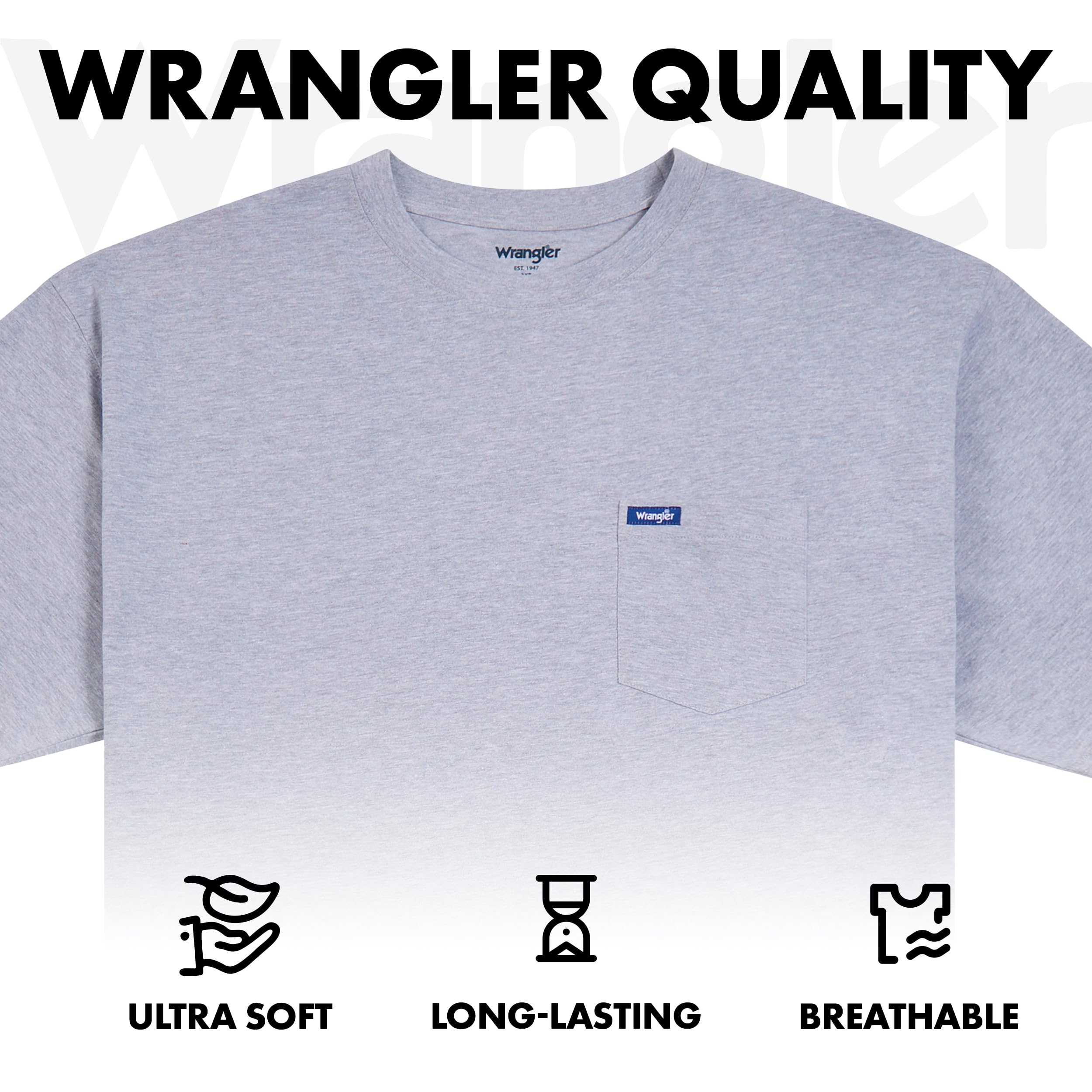 Wrangler męskie bawełniane koszulki T-shirt w dużych rozmiarach (Big & Tall) z kieszonką na piersi, 2 szt