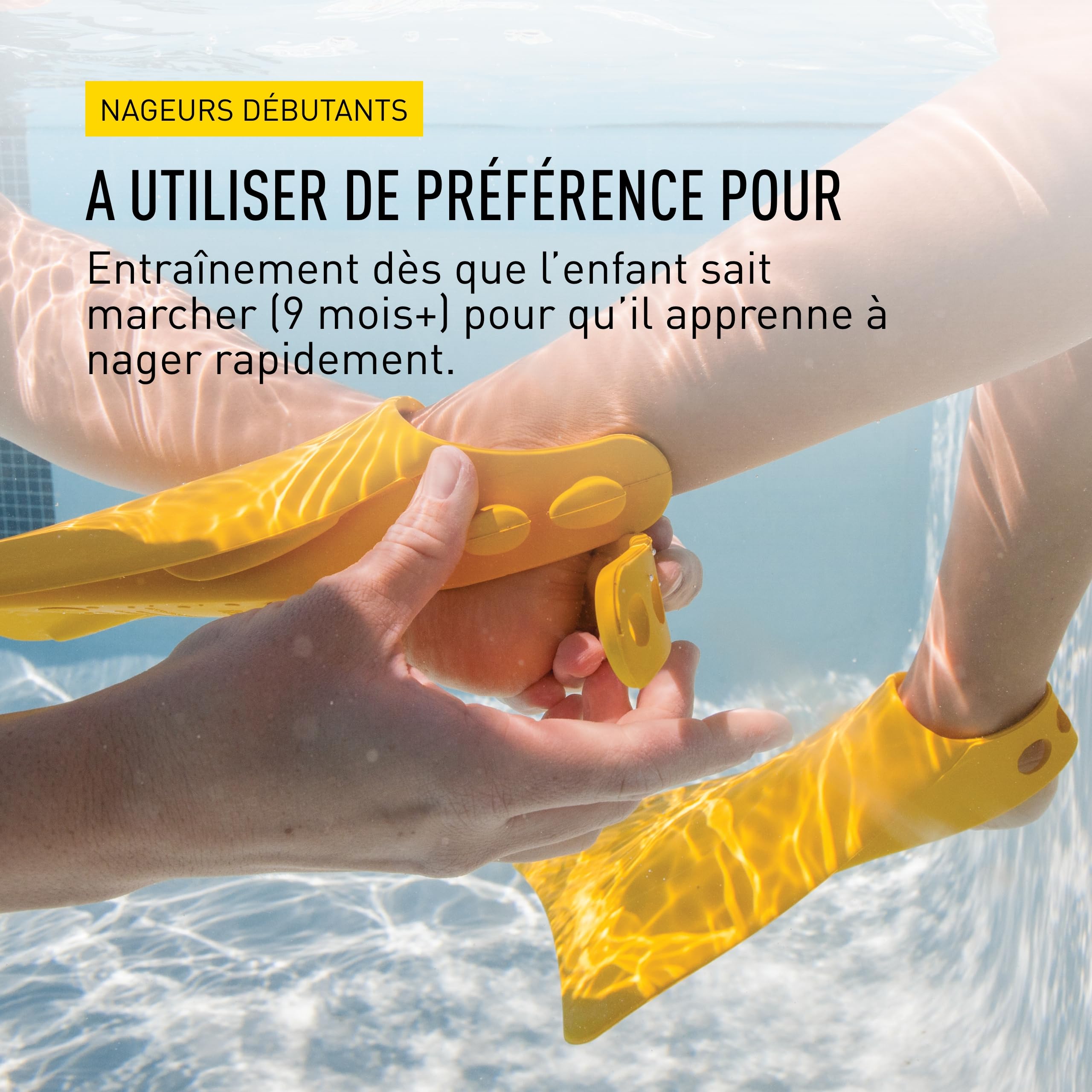 FINIS Fishtail Palmes d'entraînement de natation Mixte Enfant de +9 ans - Jaune - 22-29 EU | Plus de Confiance dans l'Eau, Douces, Équipement de Natation Essentiel pour l'Entraînement et la Performance de Tous les