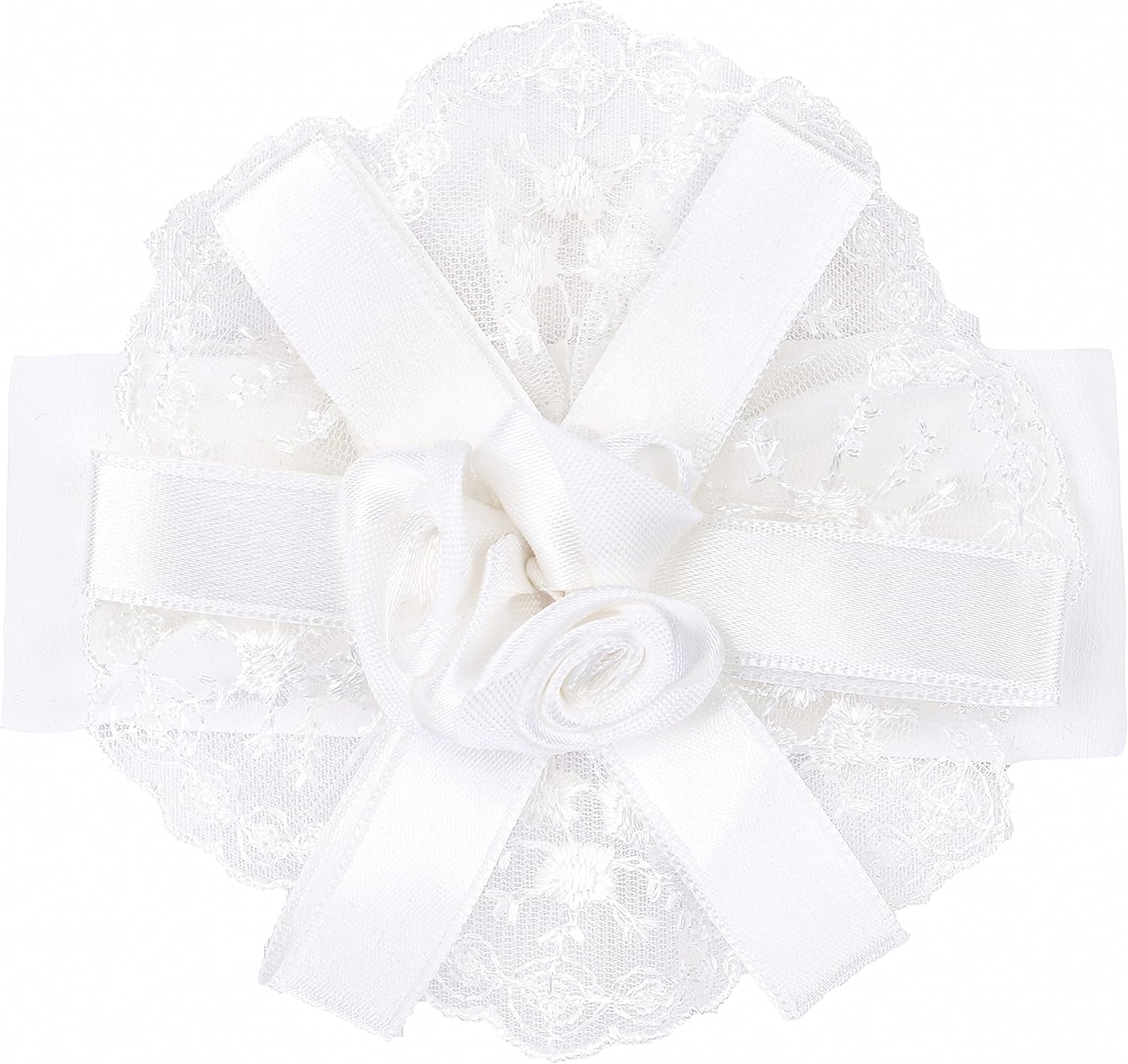 Lilax Baby Girl Newborn Christening Baptism Lace White Dress Gown 4 Piece Deluxe Set - Image 4