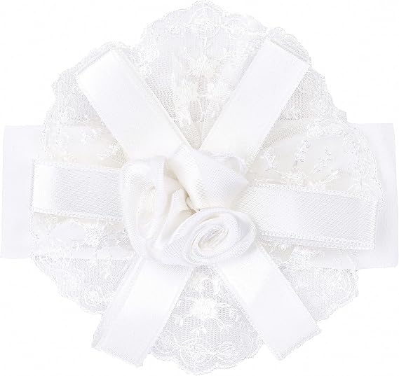 Lilax Baby Girl Newborn Christening Baptism Lace White Dress Gown 4 Piece Deluxe Set